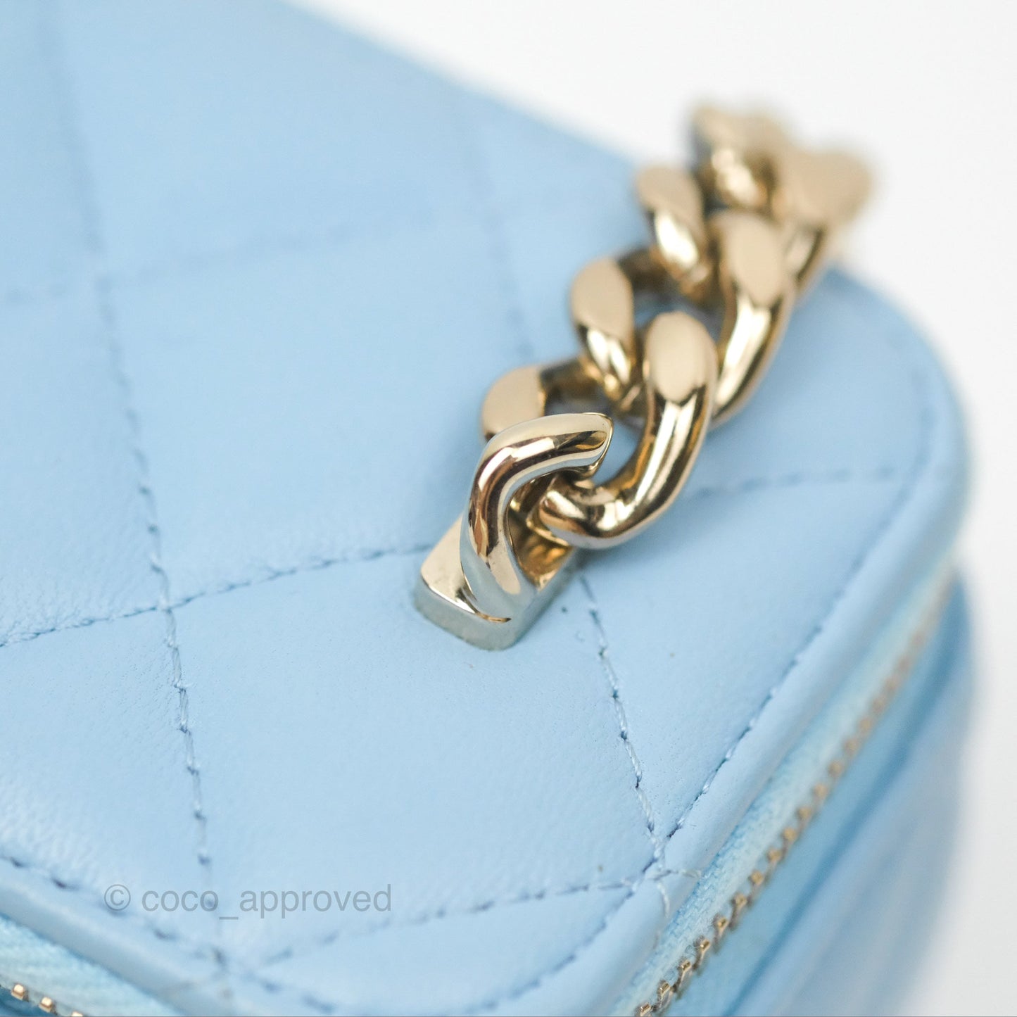 Chanel Mini Vanity Coco Chain Blue Lambskin Gold Hardware