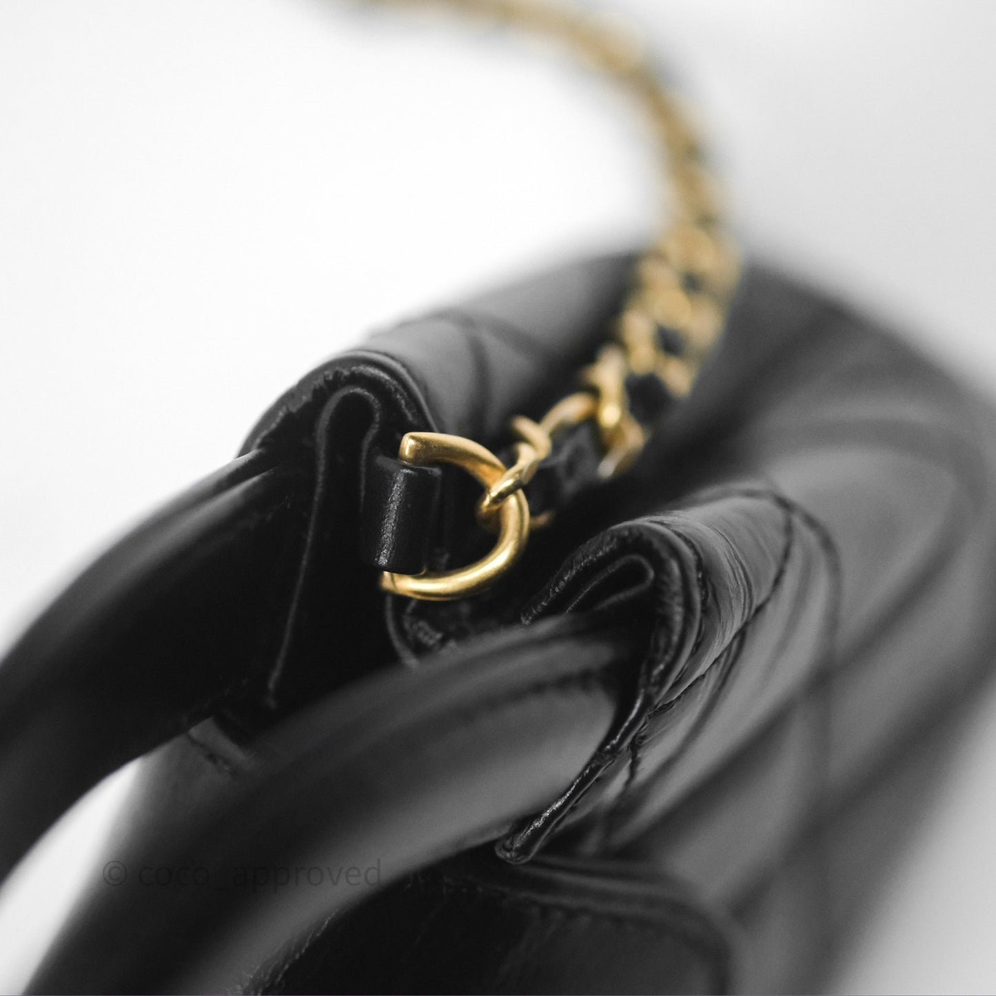 Chanel Mini Nano Kelly Bag Black Shiny Calfskin Aged Gold Hardware