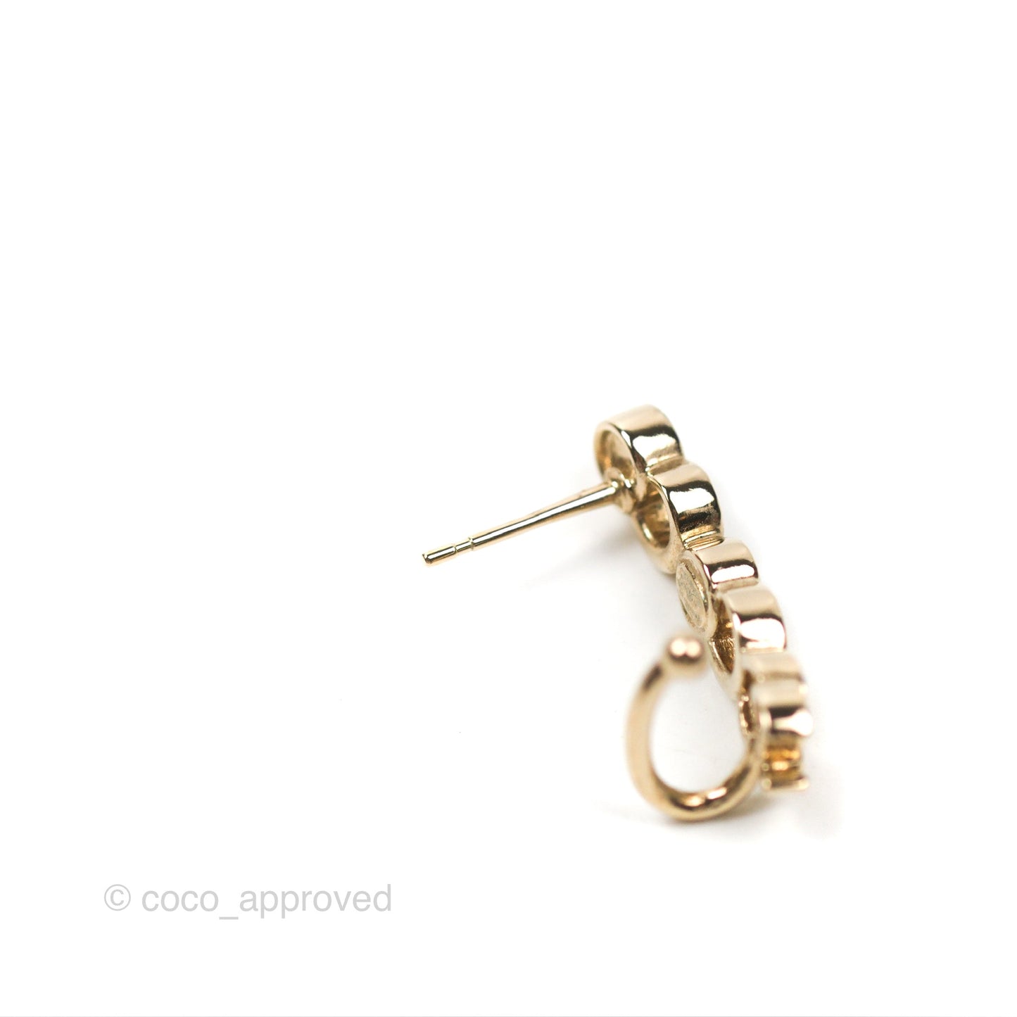 Chanel CC Coco Crystal Earrings Ear Clip Gold Tone 22P