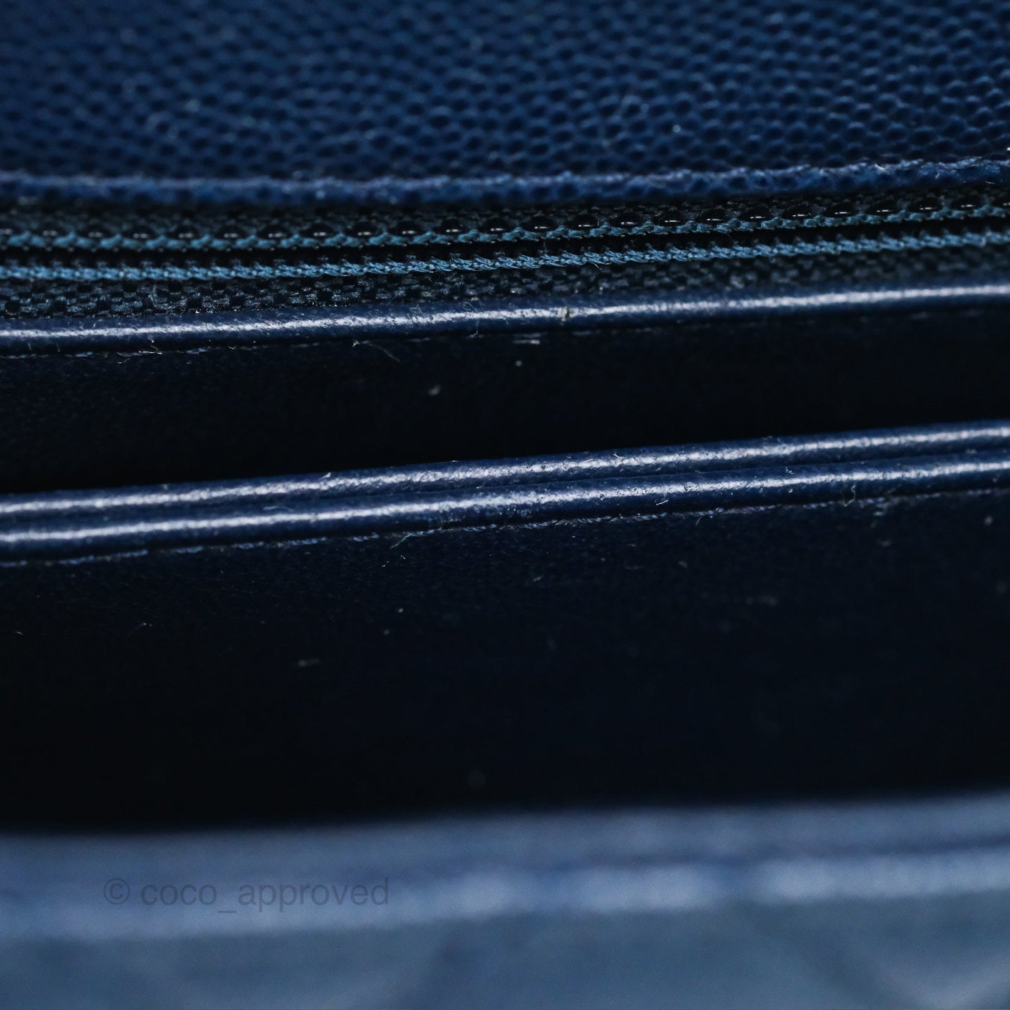 Chanel Small Coco Handle Navy Caviar Ruthenium Hardware Lizard Handle