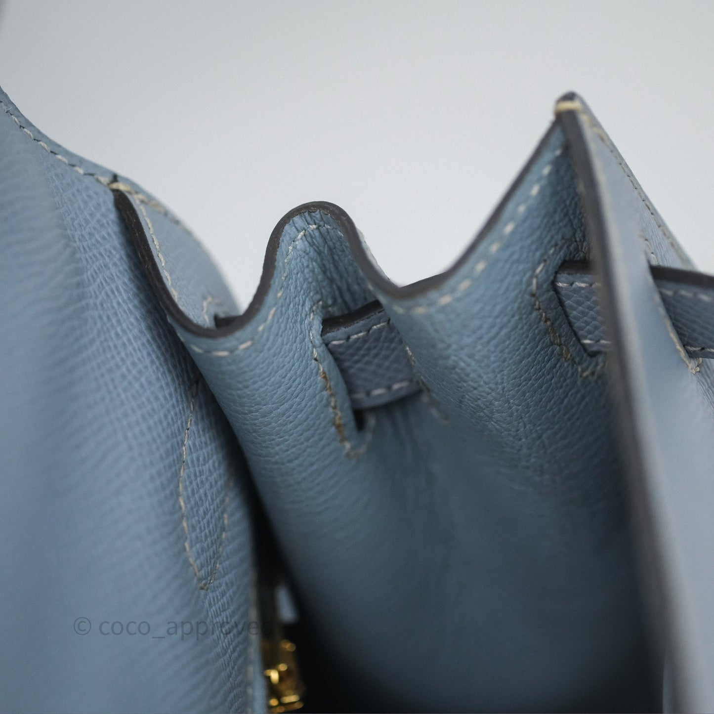 Hermès Kelly II 28 Sellier Bleu Lin J7 Epsom Gold Hardware