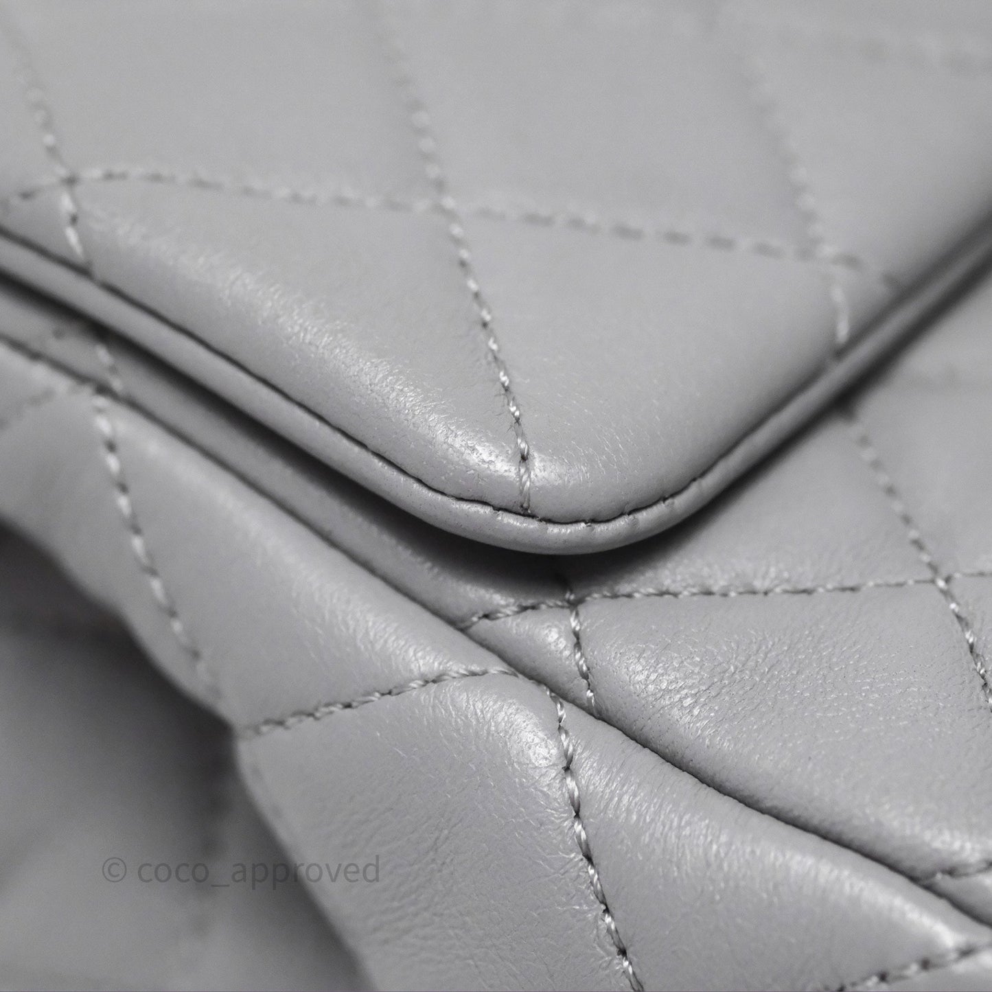 Chanel Pearl Crush Mini Rectangular Quilted Grey Lambskin Aged Gold Hardware