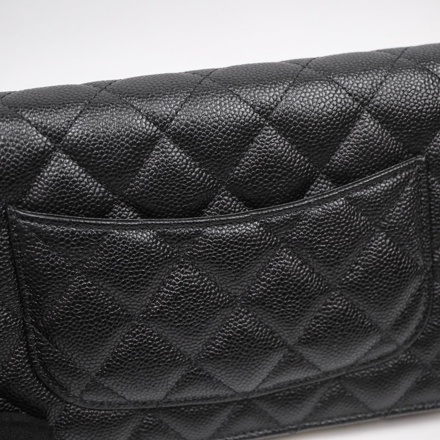 Chanel WOC With Ribbon Chain Black Caviar Gold Hardware
