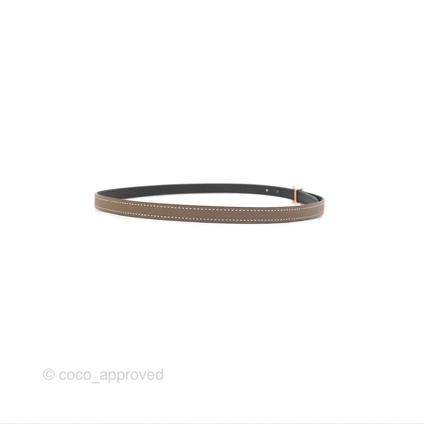 Hermès H Constance Mini Belt Buckle & Reversible Etoupe/Black Leather Rose Gold Hardware