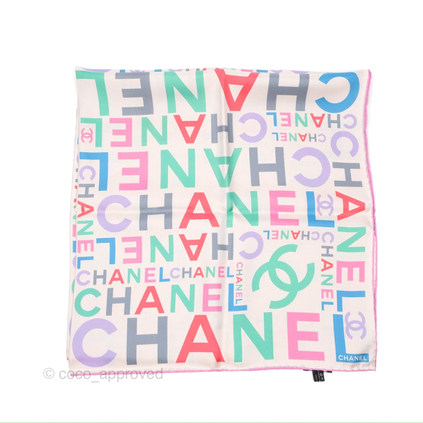 Chanel CC Logo Silk Square Scarf 90