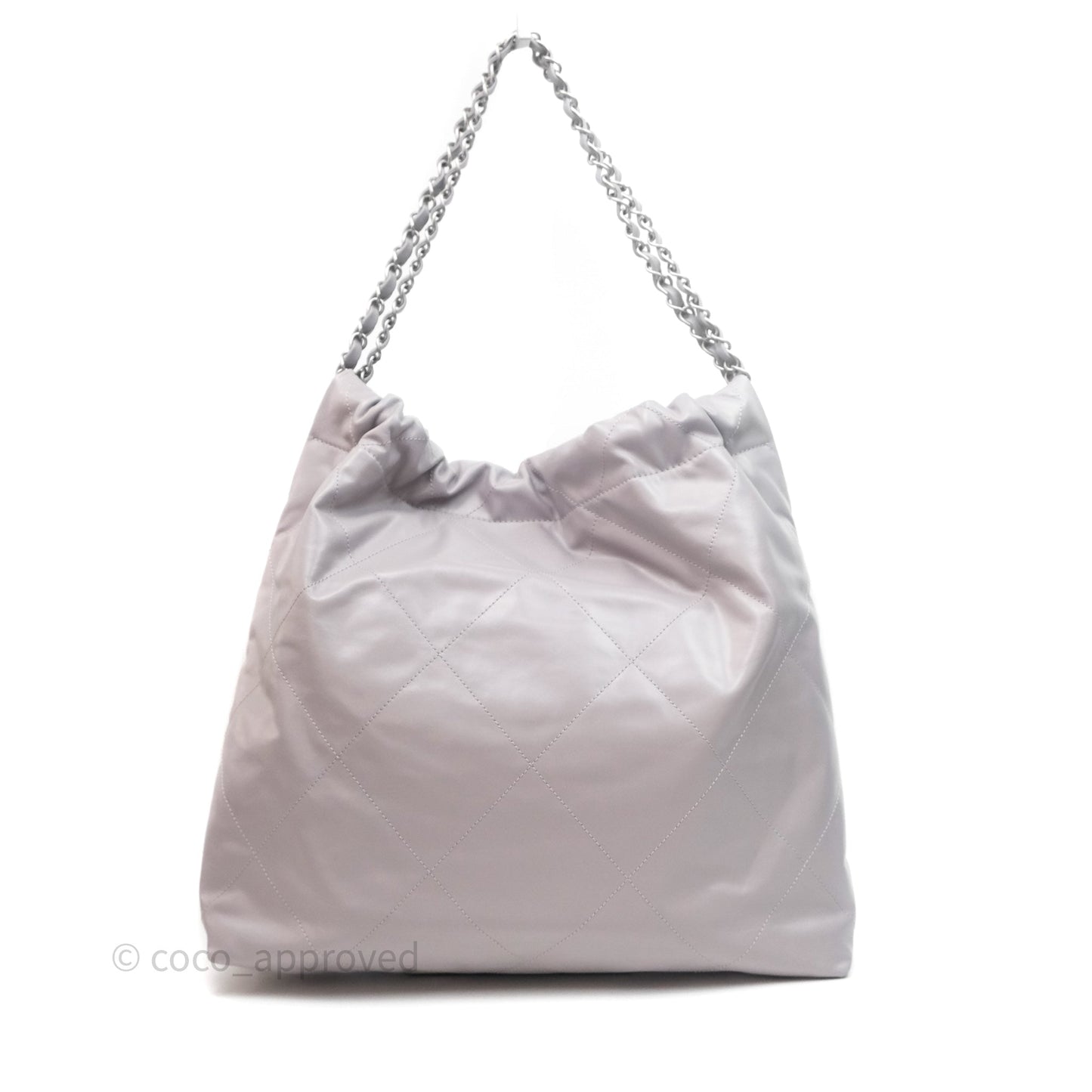 Chanel 22 Medium Grey Shiny Aged Calfskin Aged Silver Hardware