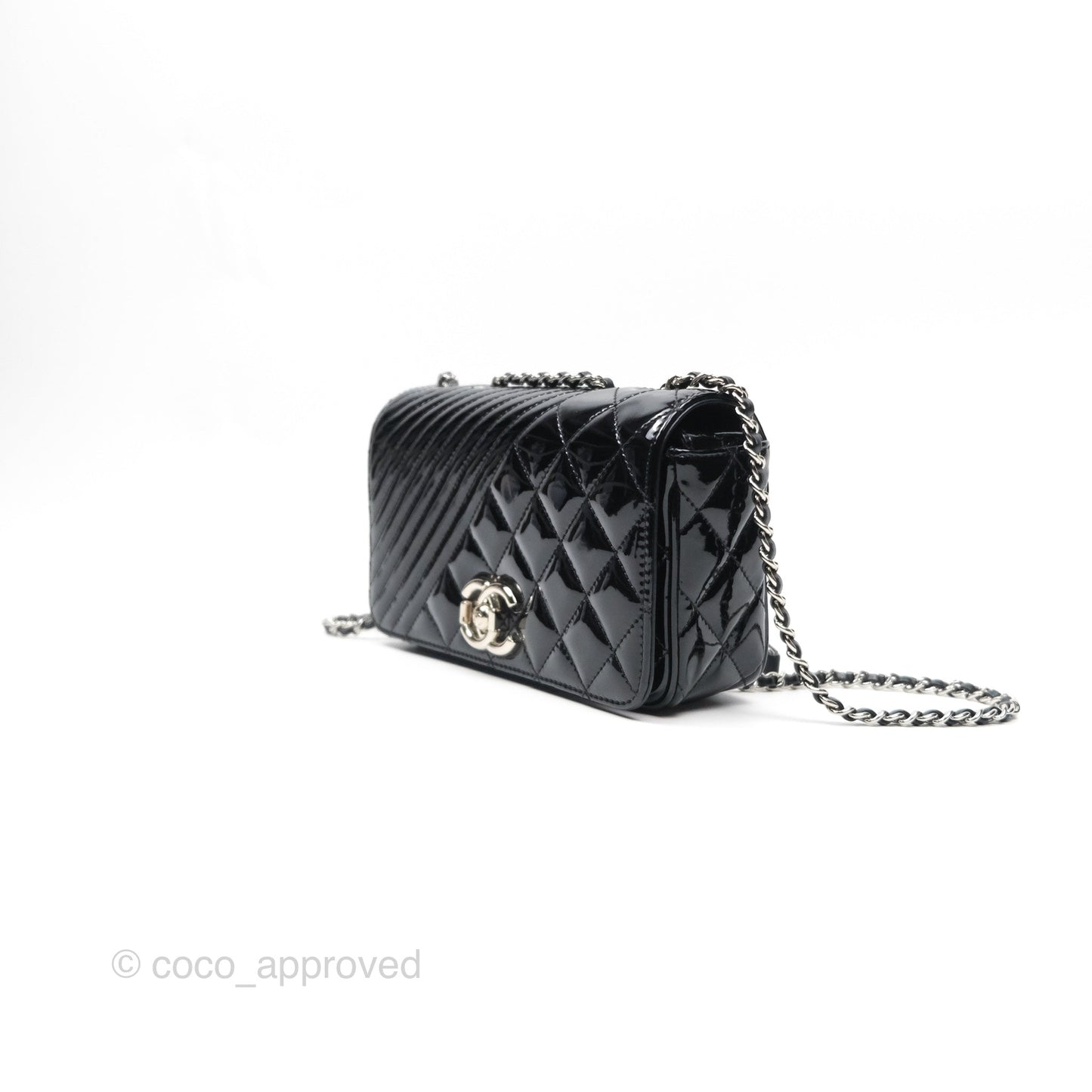 Chanel Small Flap Coco Boy Black Patent Silver Hardware