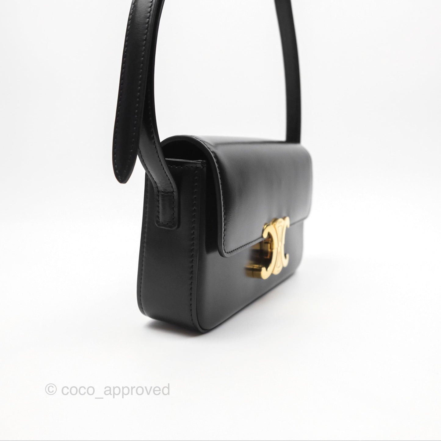 Celine Triomphe Shoulder Bag Black Calfskin