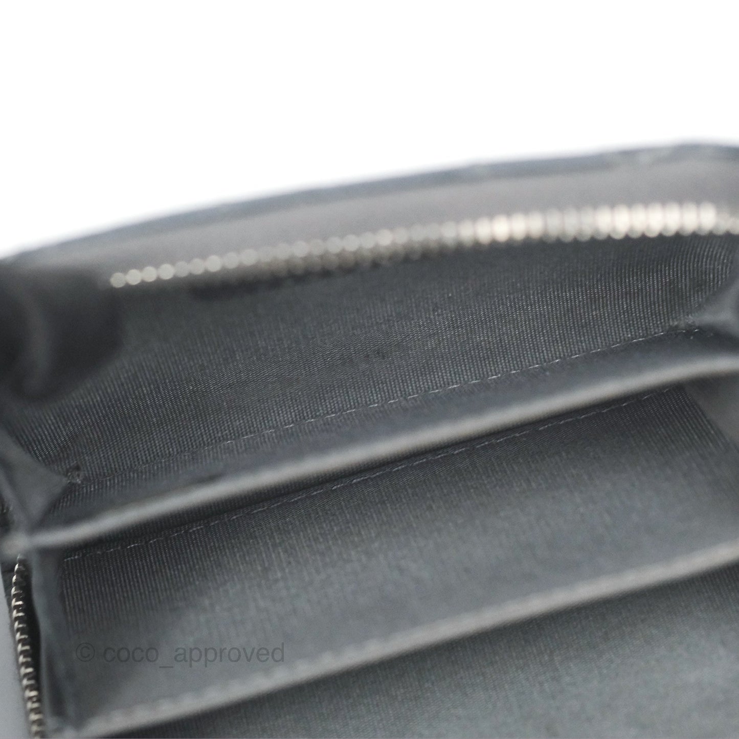 Chanel Camellia Crystal Studded Zipped Coin Purse Grey Silver Hardware