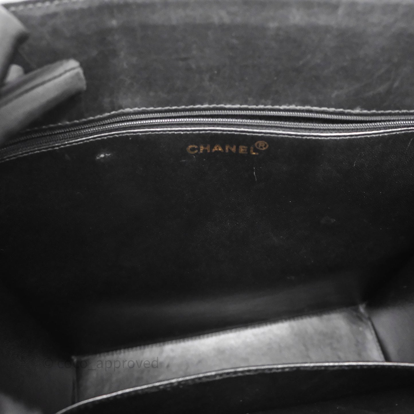 Chanel Vintage Tote Bag Quilted Black Lambskin Antique Gold Hardware