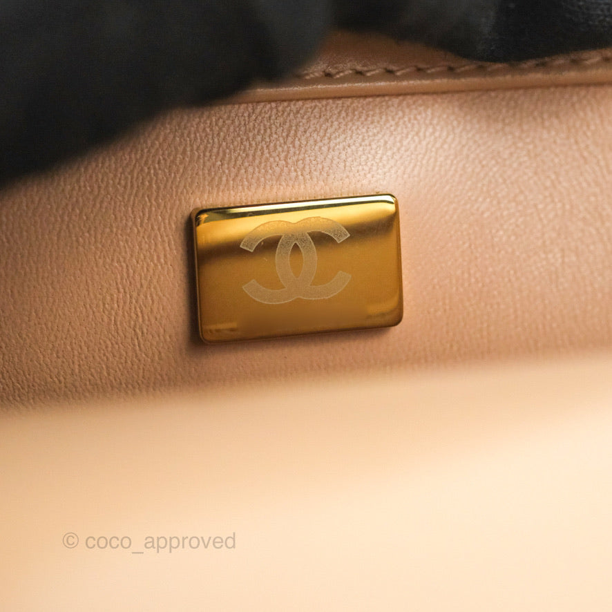 Chanel Quilted Perfect Fit Adjustable Beige Calfskin Gold Hardware 21A