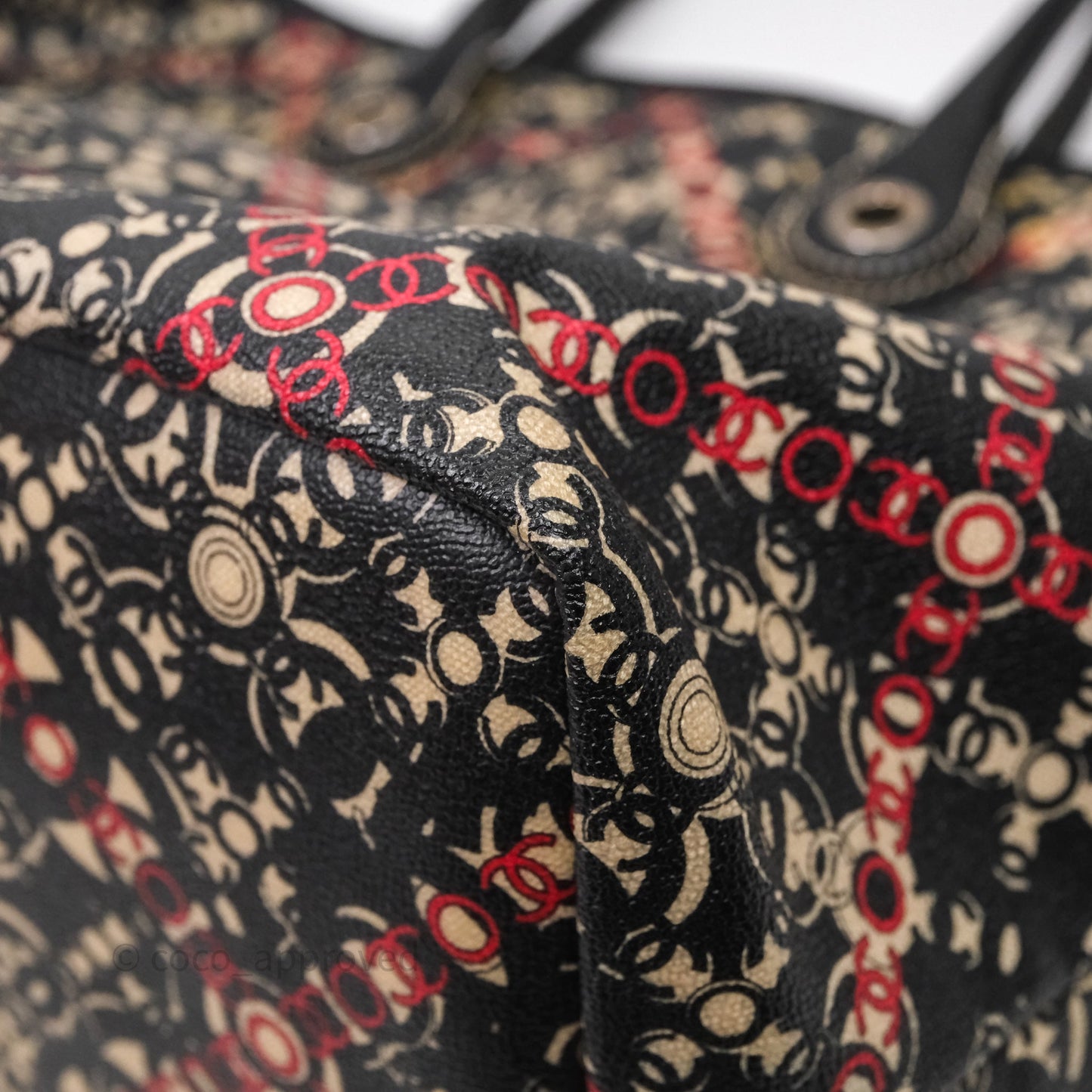 Chanel CC Print Logo Tote Bag Black