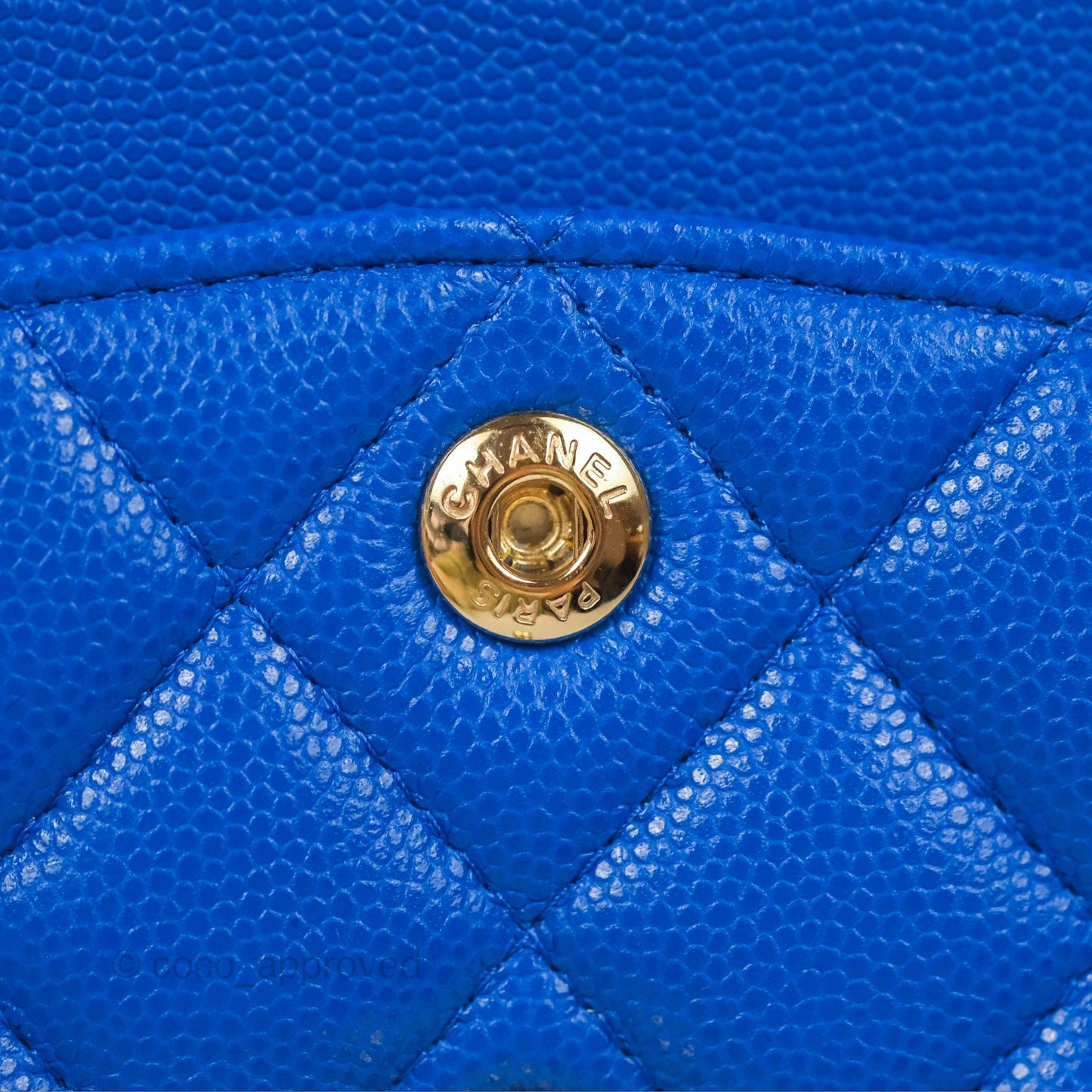Chanel Small Classic Quilted Flap Blue Caviar Gold Hardware