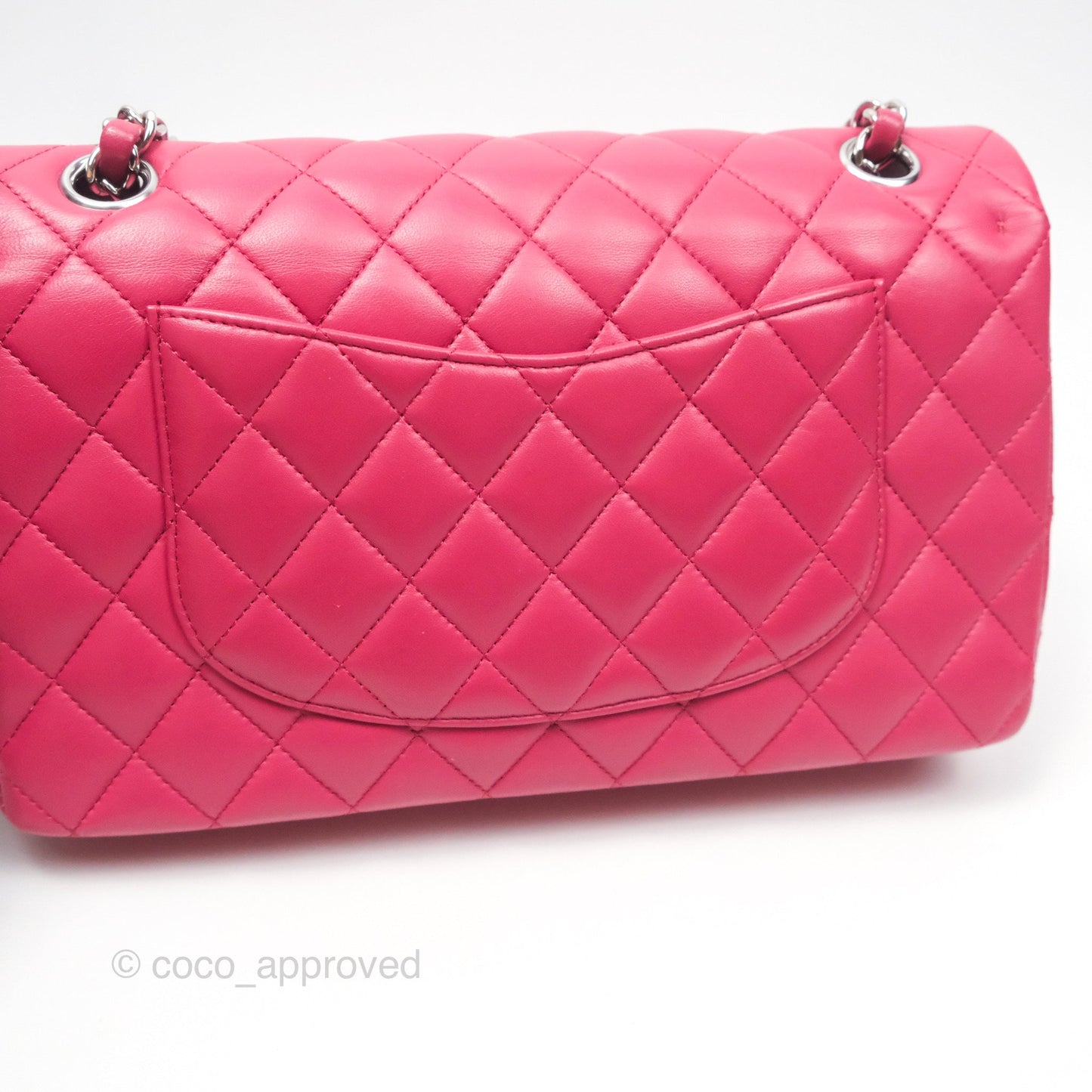 Chanel Classic M/L Medium Flap Quilted Dark Pink Lambskin Silver Hardware