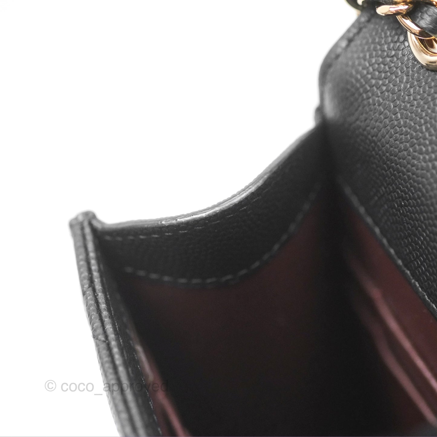 Chanel Classic Quilted Phone Holder Black Caviar Gold Hardware