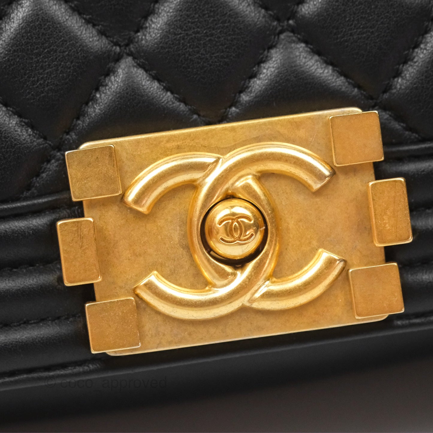 Chanel Small Boy Black Lambskin Aged Gold Hardware