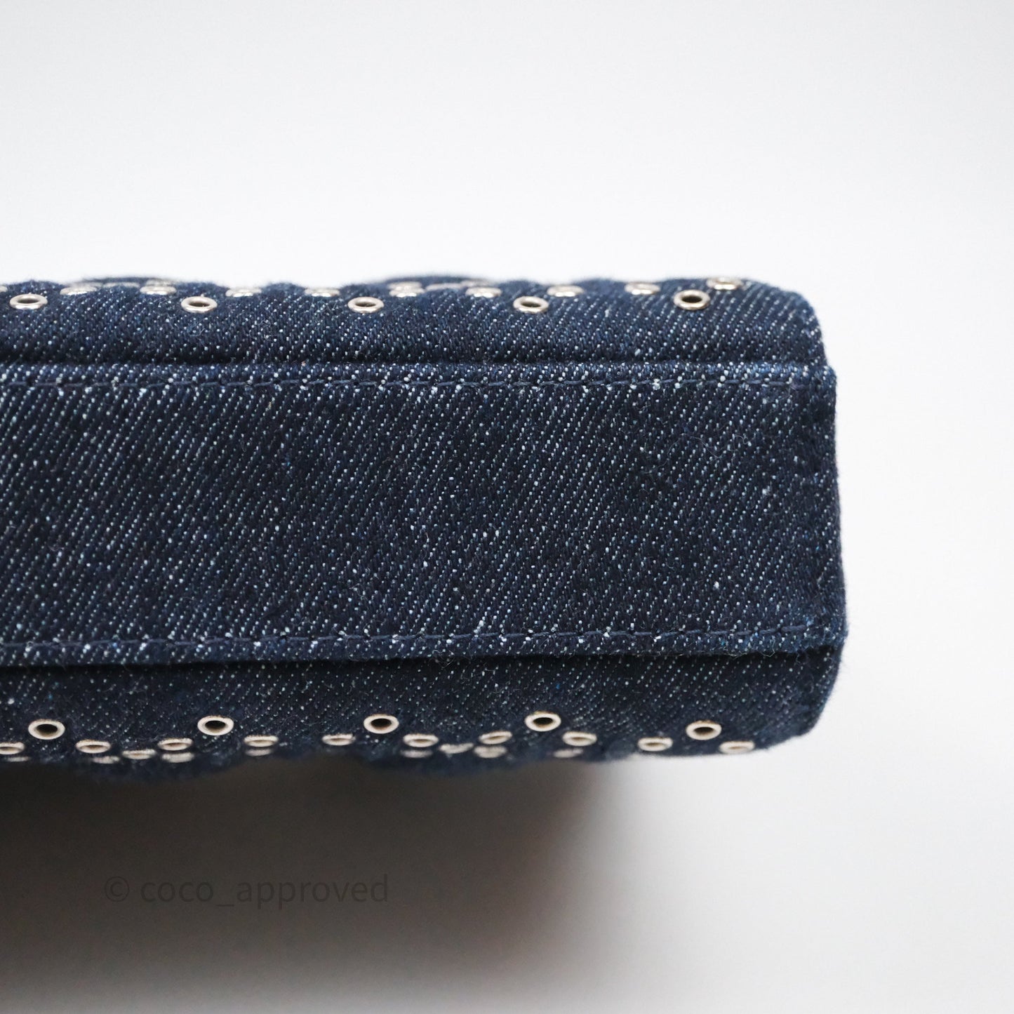 Christian Dior Medium Lady D-Joy Denim Eyelet Silver Hardware