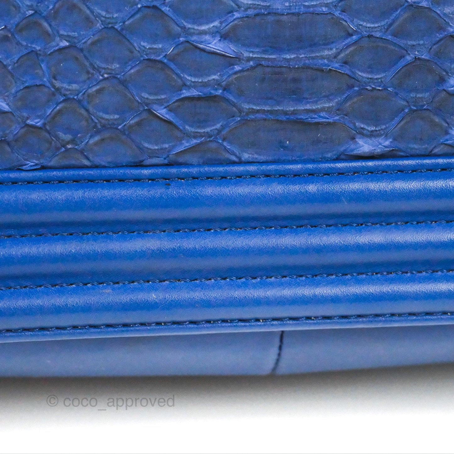 Chanel Medium Boy Blue Python Matte Silver Hardware