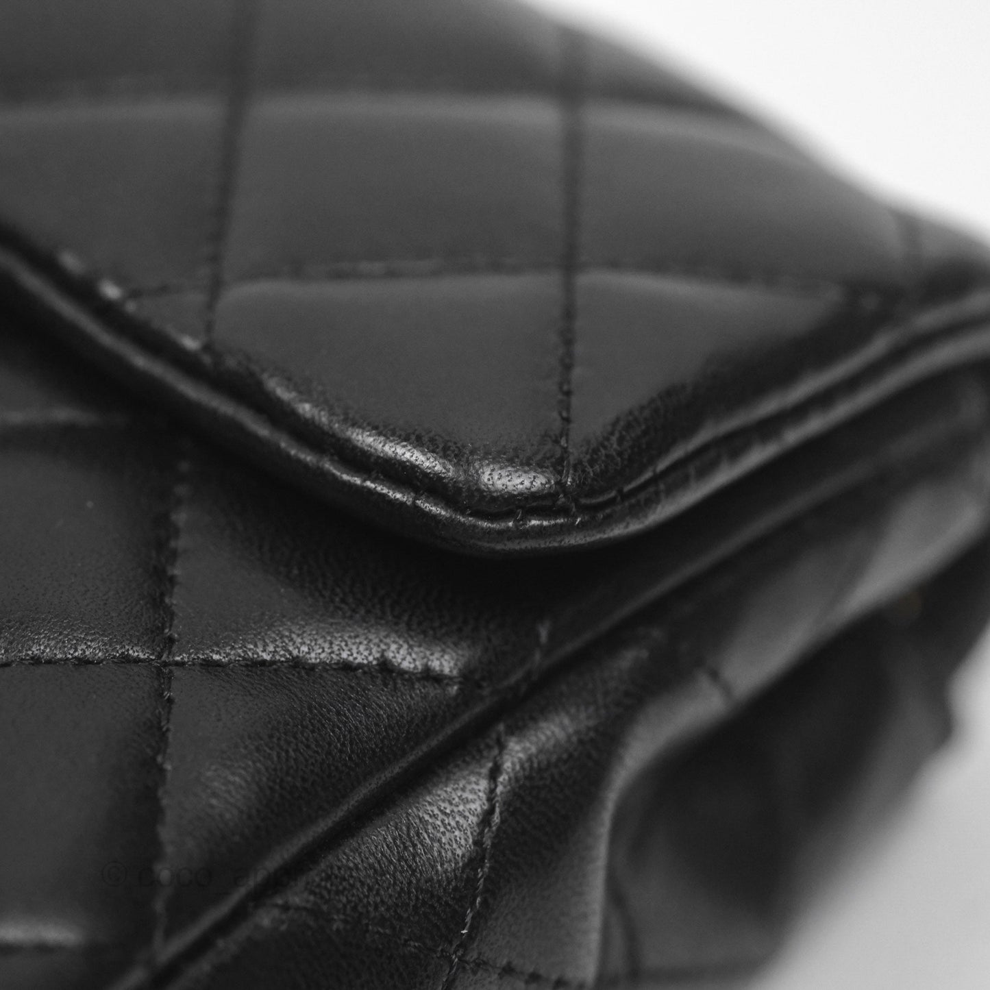 Chanel Quilted East West Flap Bag Black Lambskin Gold Hardware