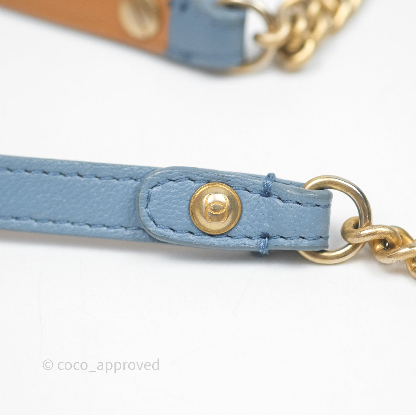 Chanel Curved Flap Bag Blue Lambskin Aged Gold Hardware