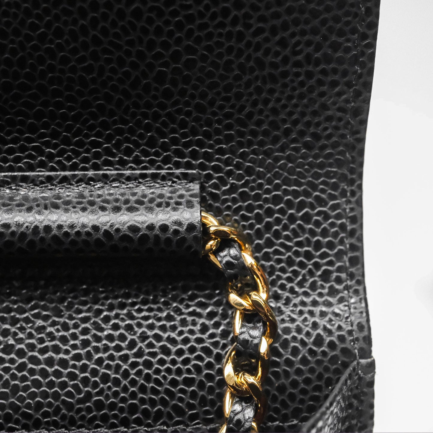 Chanel Classic Quilted Wallet On Chain WOC Black Caviar Gold Hardware