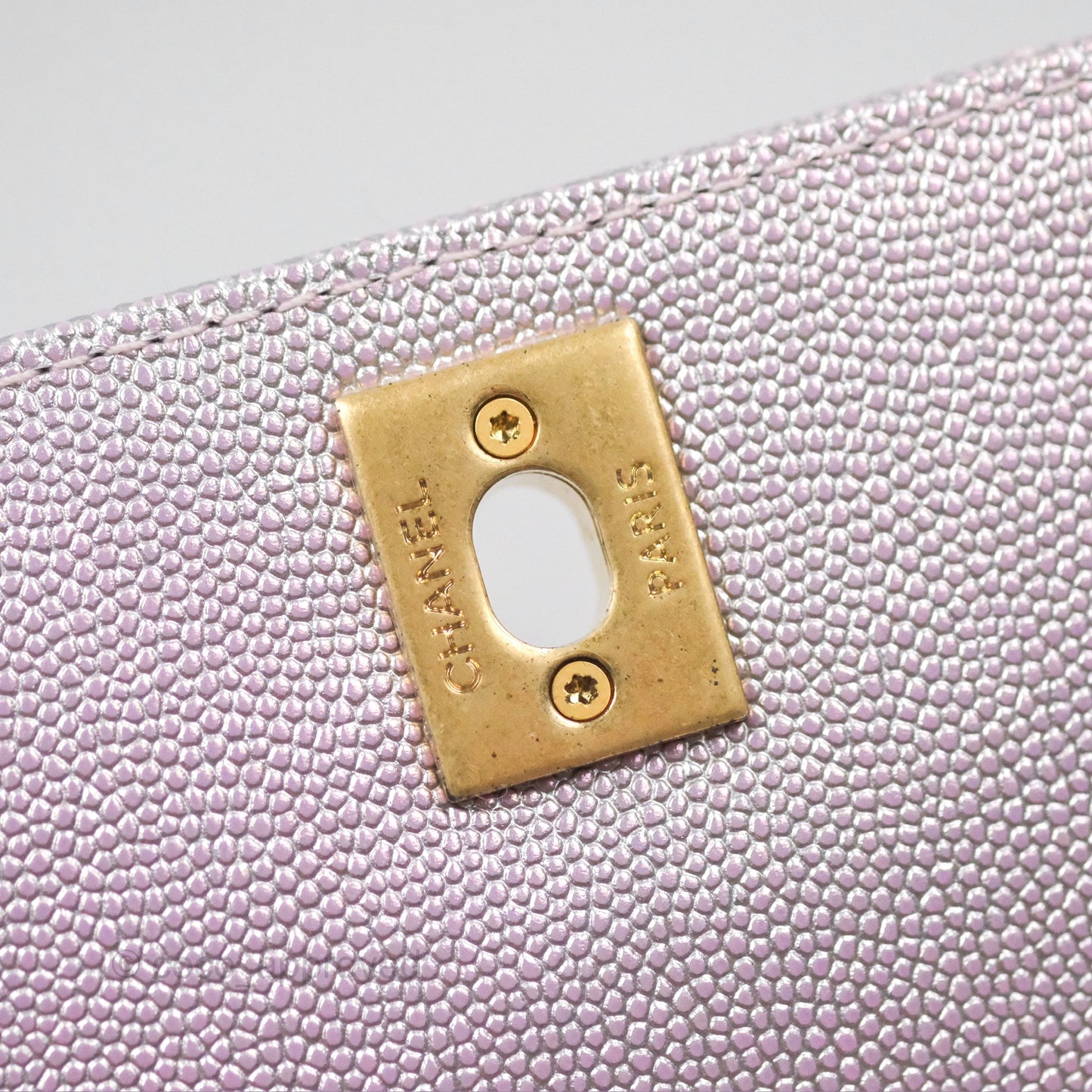 Chanel Mini Coco Handle Quilted Iridescent Purple Caviar Gold Hardware