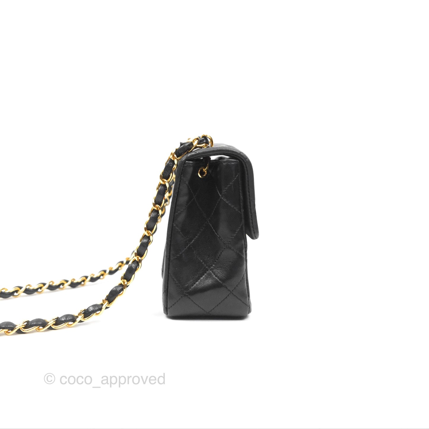 Chanel Vintage Mini Square Black Lambskin 24K Gold Hardware