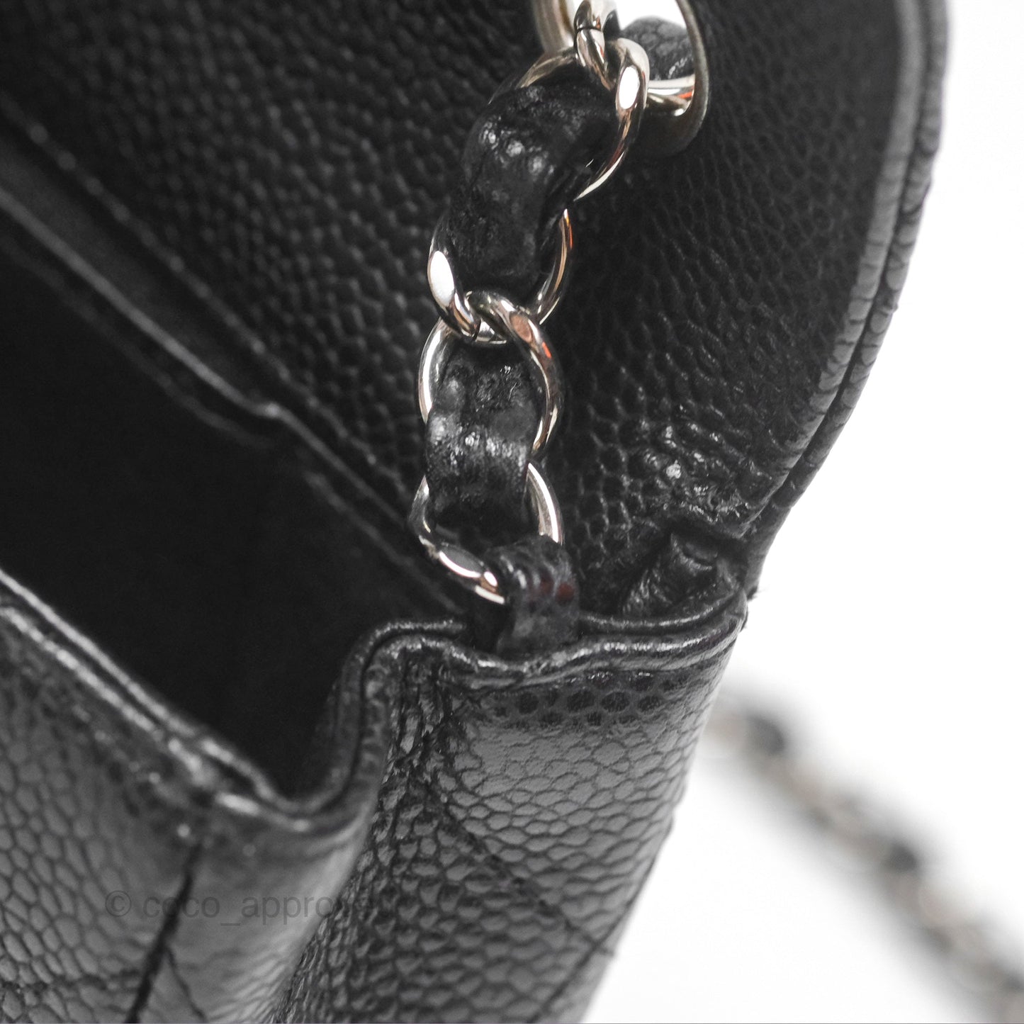 Chanel East West Flap Bag Black Caviar Silver Hardware