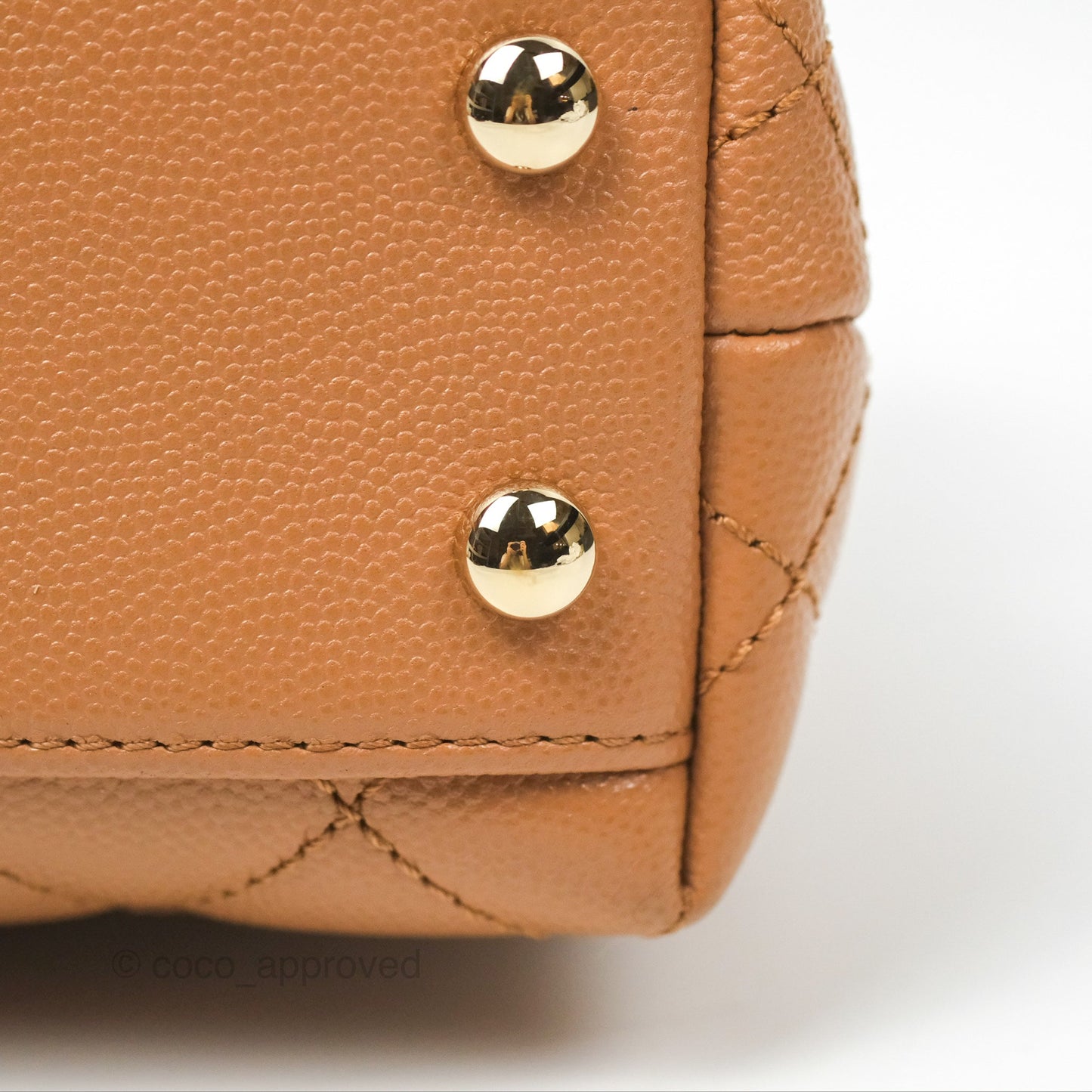 Chanel Mini Coco Handle Dark Beige Caviar Lizard Handle Gold Hardware