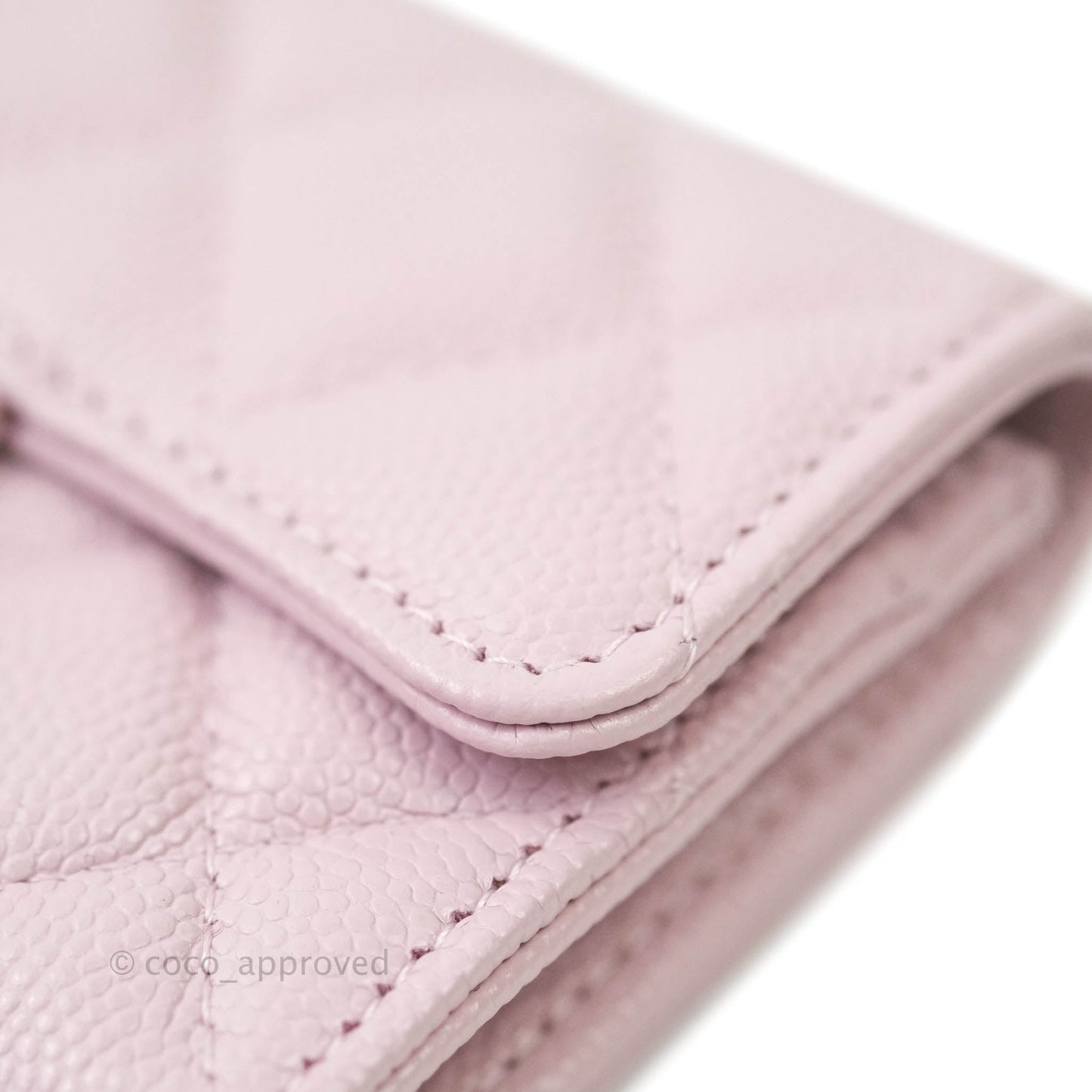 Chanel Caviar Quilted Flap Card Holder Lilac Rose Clair Gold Hardware 21S