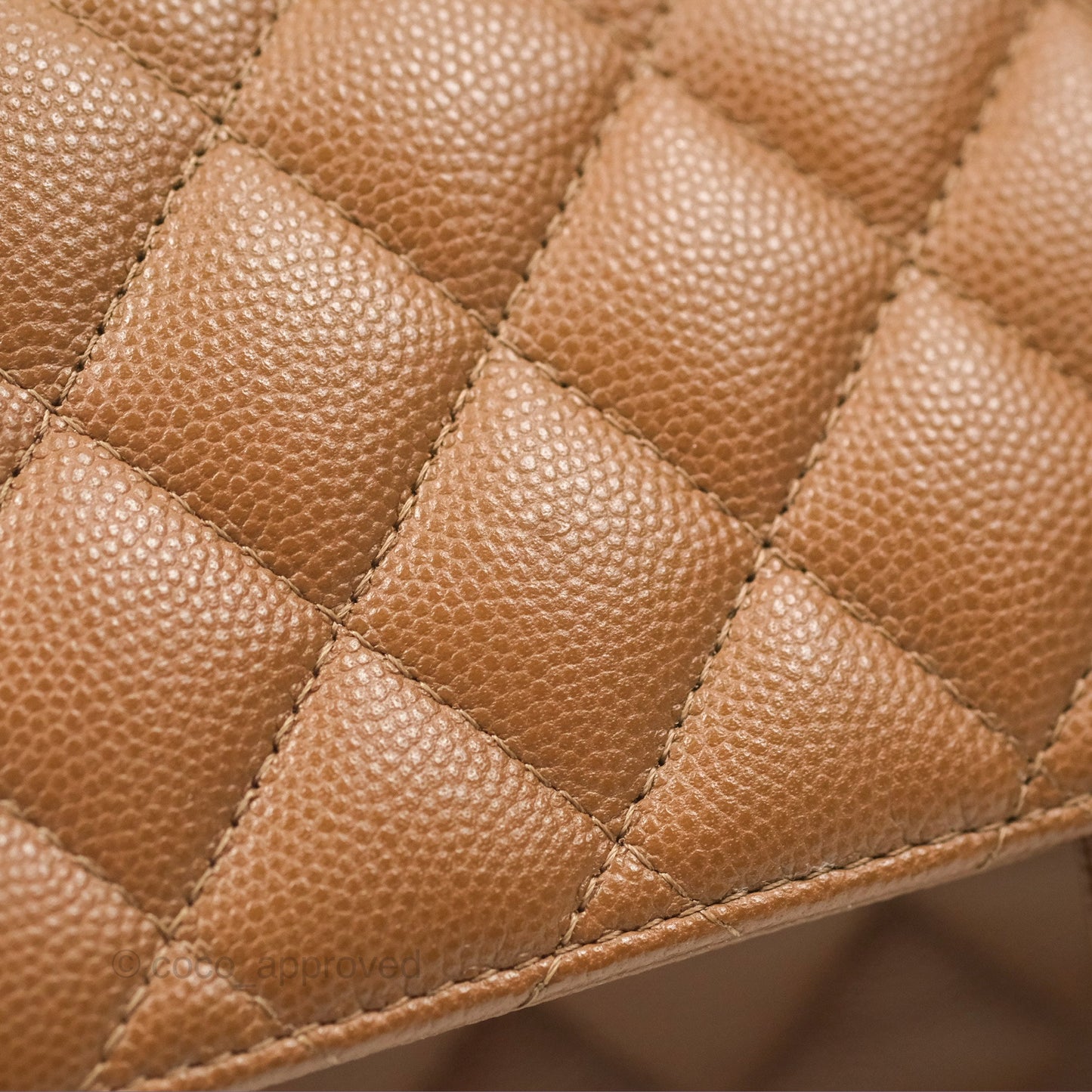 Chanel Classic M/L Medium Flap Quilted Brown Caviar Gold Hardware 17C