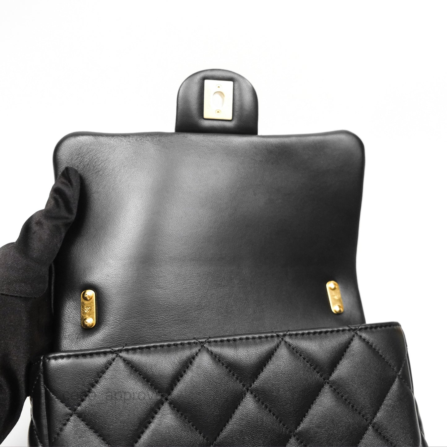 Chanel Small Funky Town Black Lambskin Aged Gold Hardware