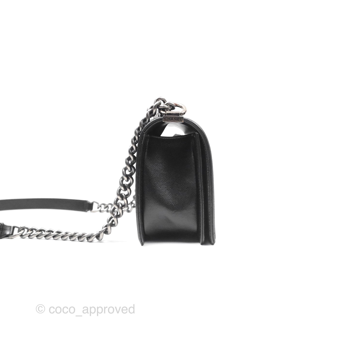Chanel Medium Boy Quilted Black Caviar Ruthenium Hardware