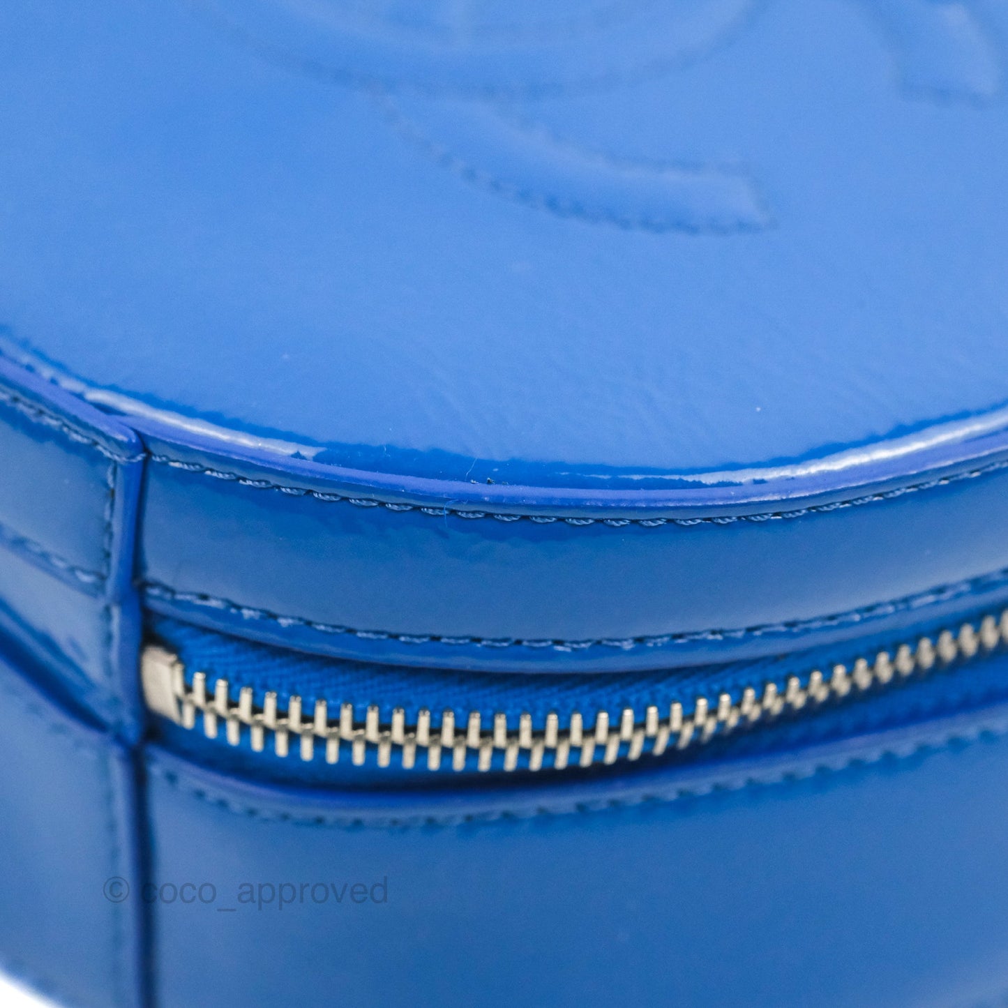 Chanel Round As Earth Bag with Owl Charm Blue Patent Silver Hardware