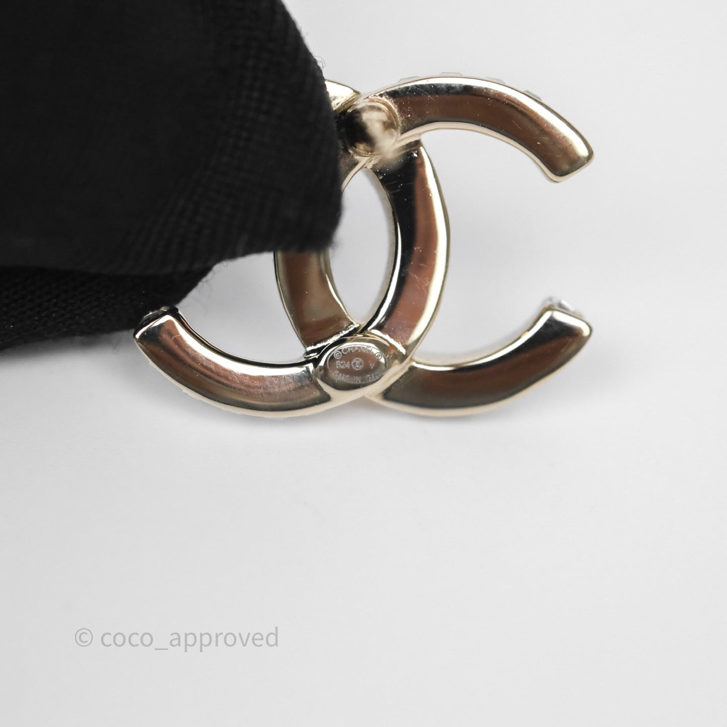 Chanel Crystal CC Earrings Gold Tone 24V