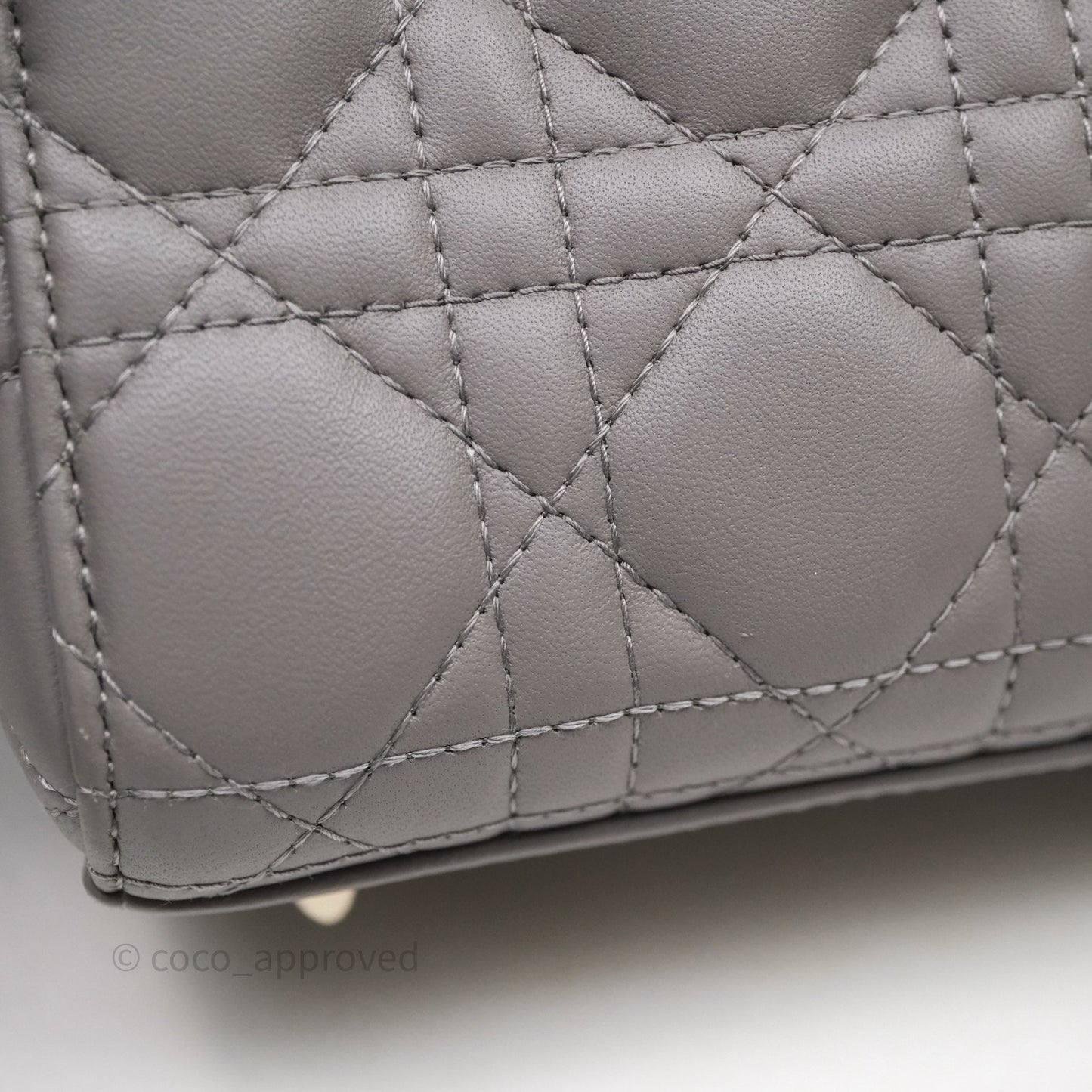 Christian Dior Small Lady Dior Grey Lambskin Gold Hardware