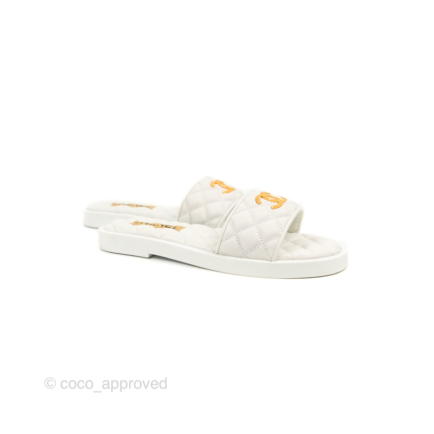 Chanel White Slippers