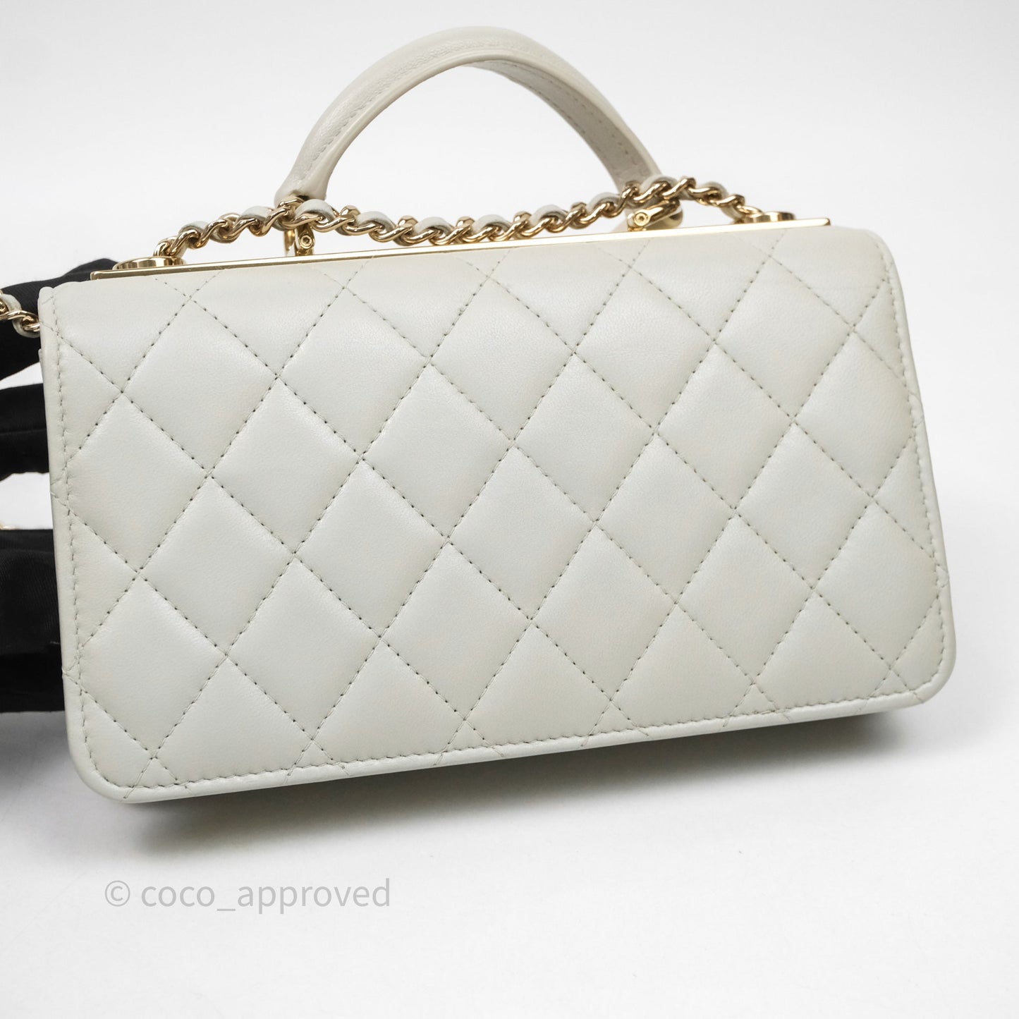 Chanel Trendy CC Wallet On Chain WOC Light Grey Lambskin Gold Hardware N