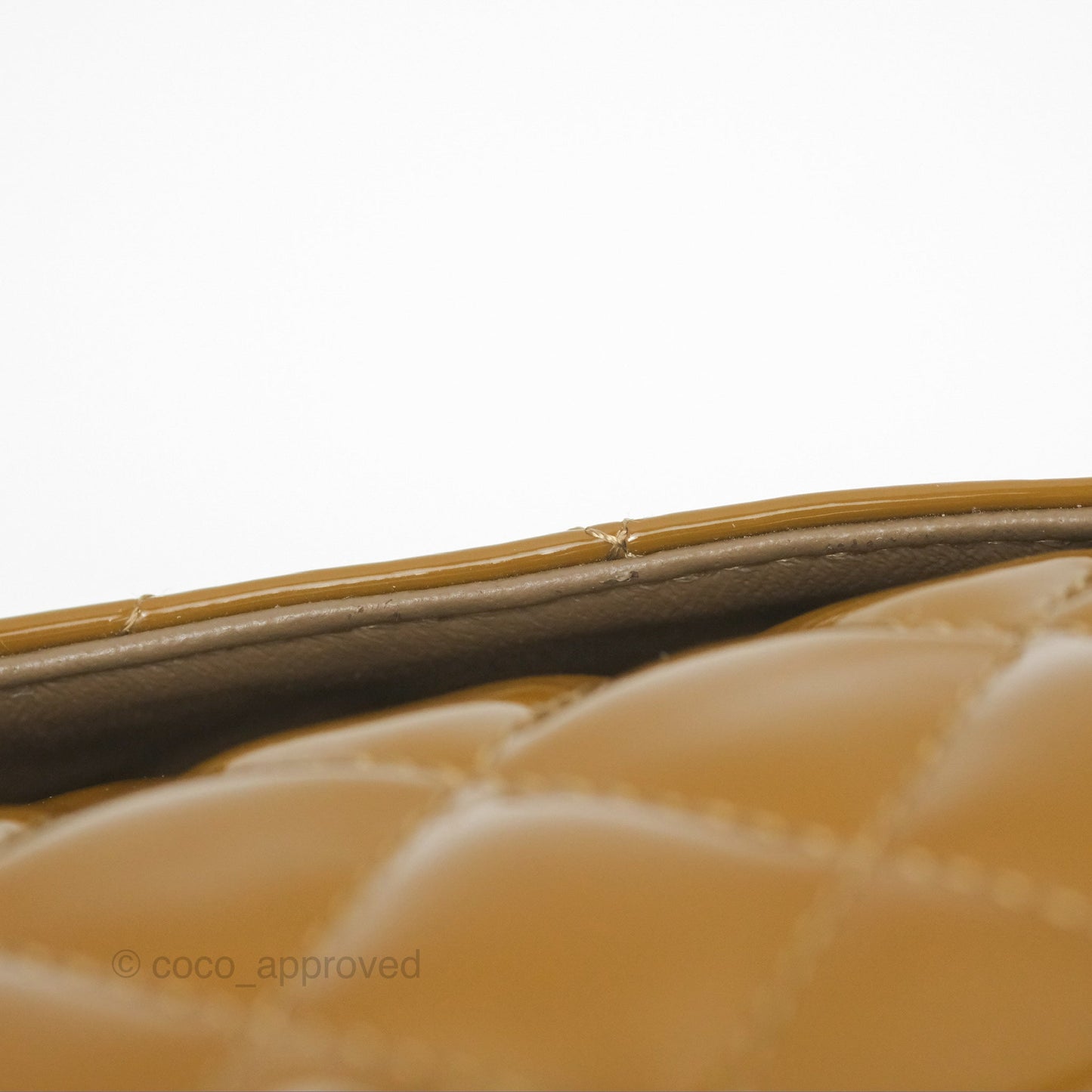 Chanel Classic M/L Medium Flap Quilted Brown Patent Silver Hardware