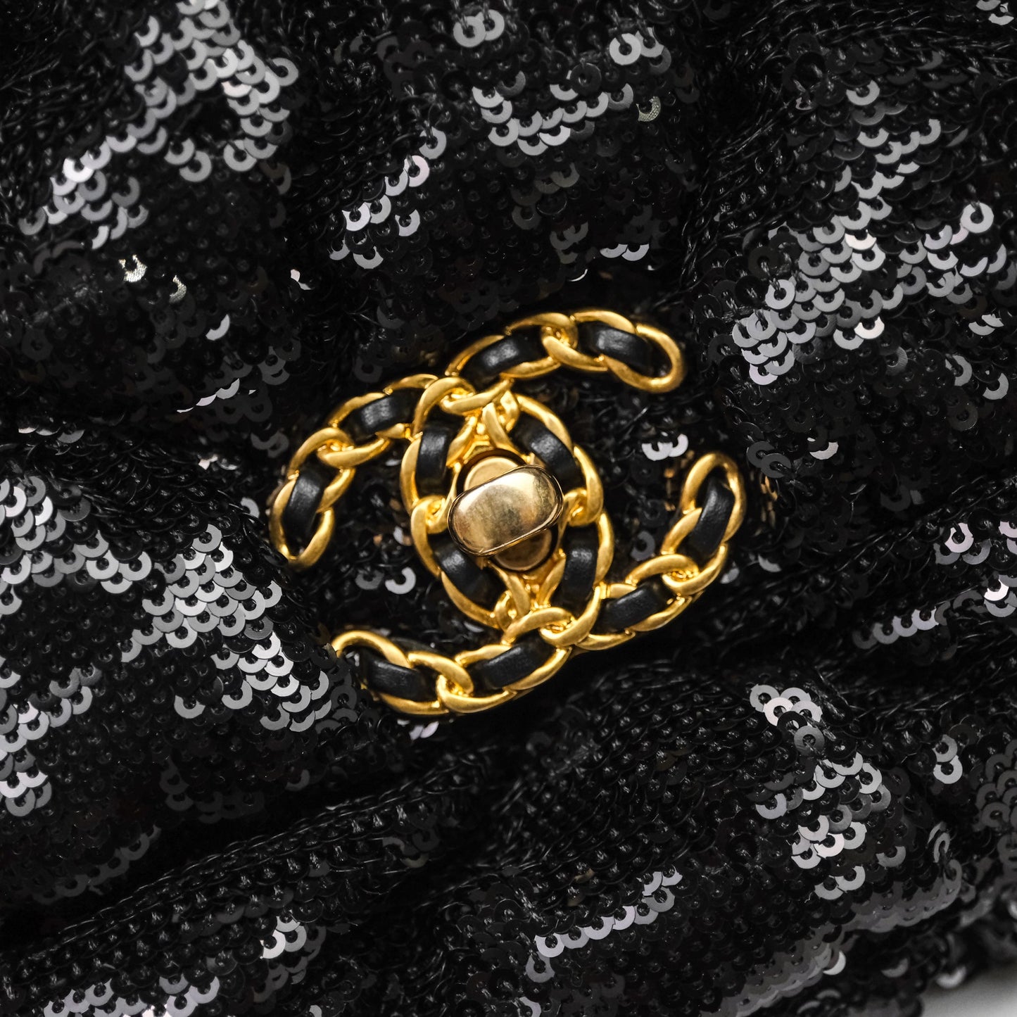 Chanel 19 Small Sequin Black Mixed Hardware