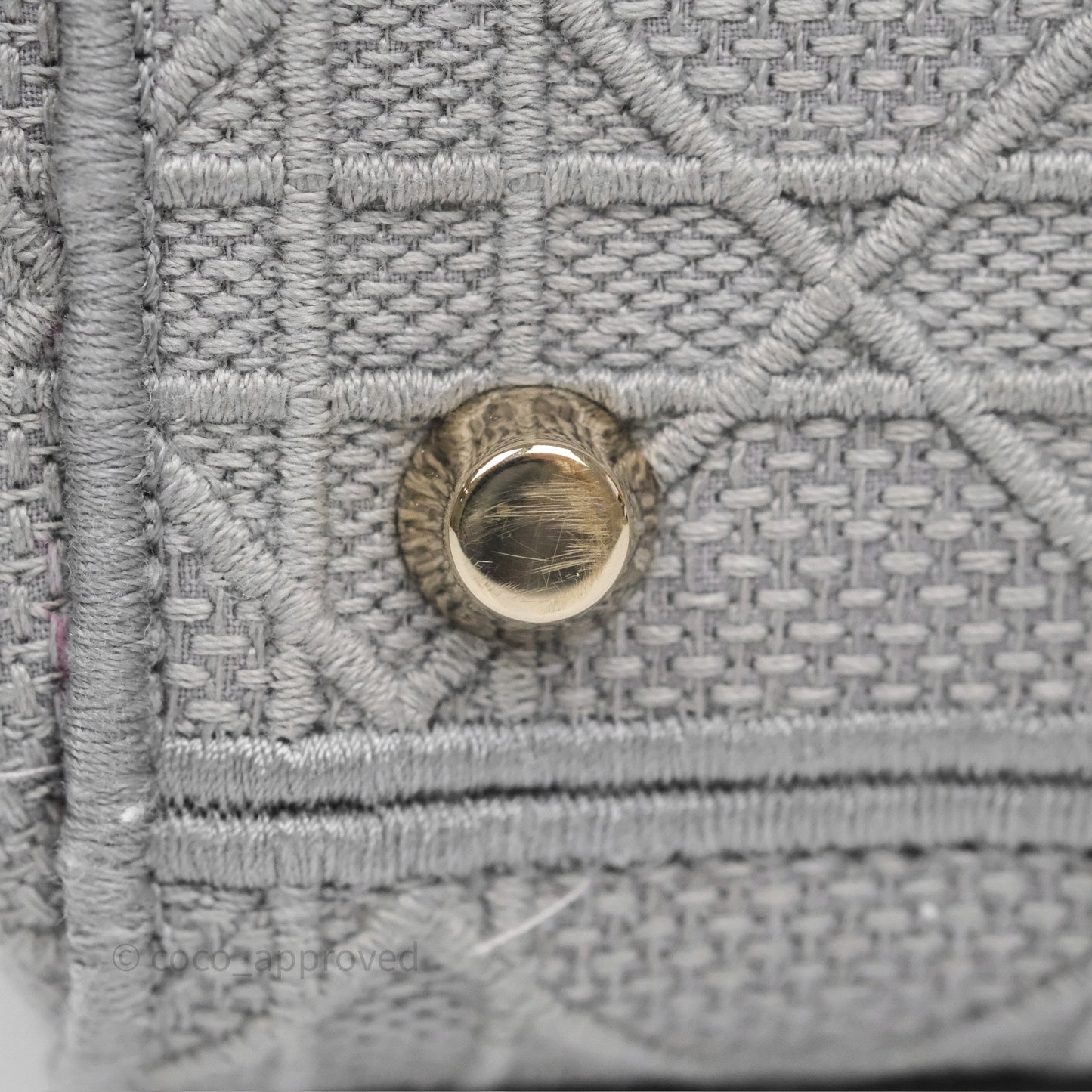 Dior Medium Lady D-Lite Bag Gray Cannage Embroidery Gold Hardware