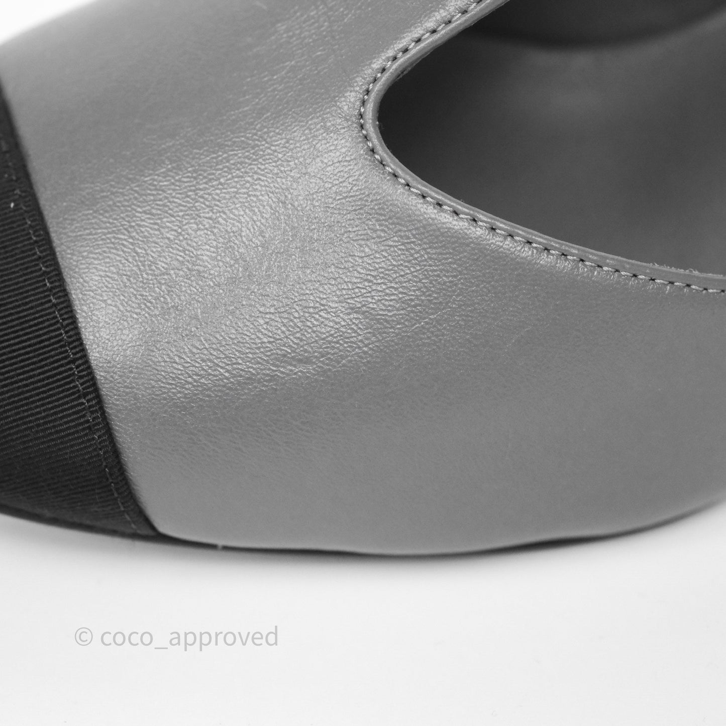 Chanel Cap Toe Bow Ankle-cuff Sandals Grey Black Lambskin