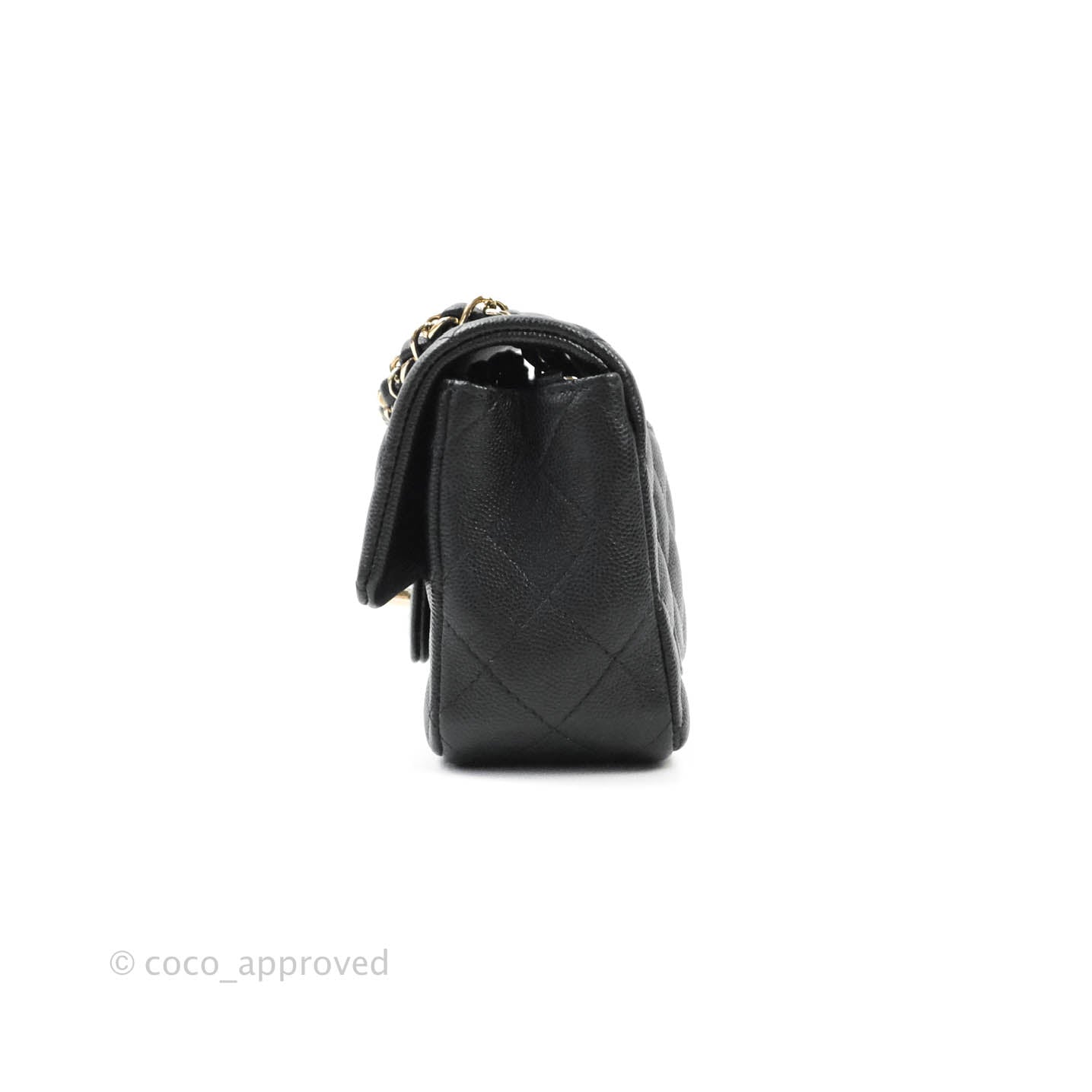 Chanel Classic Quilted Mini Rectangular Flap Black Caviar Gold Hardware 18B