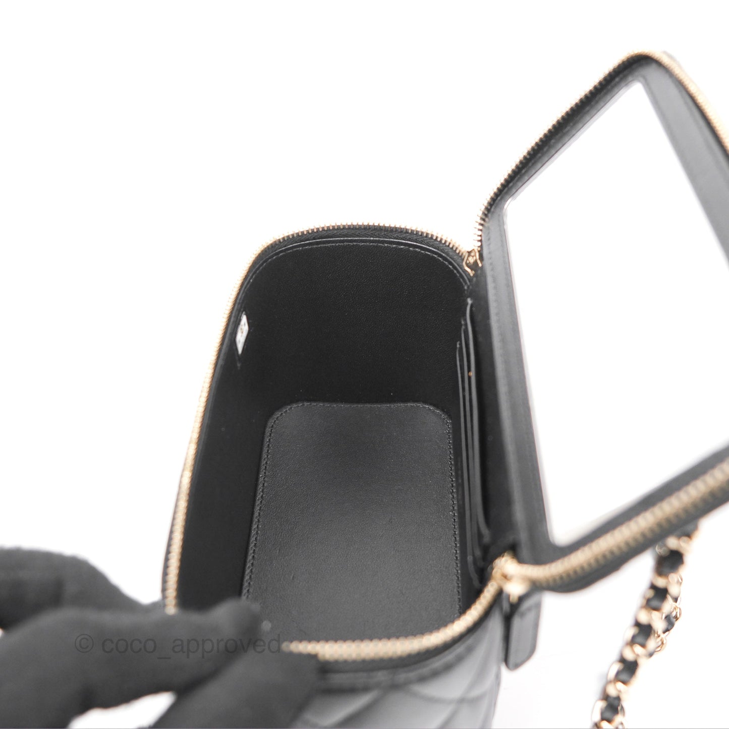 Chanel Top Handle Vanity Rectangular Black Lambskin Gold Hardware