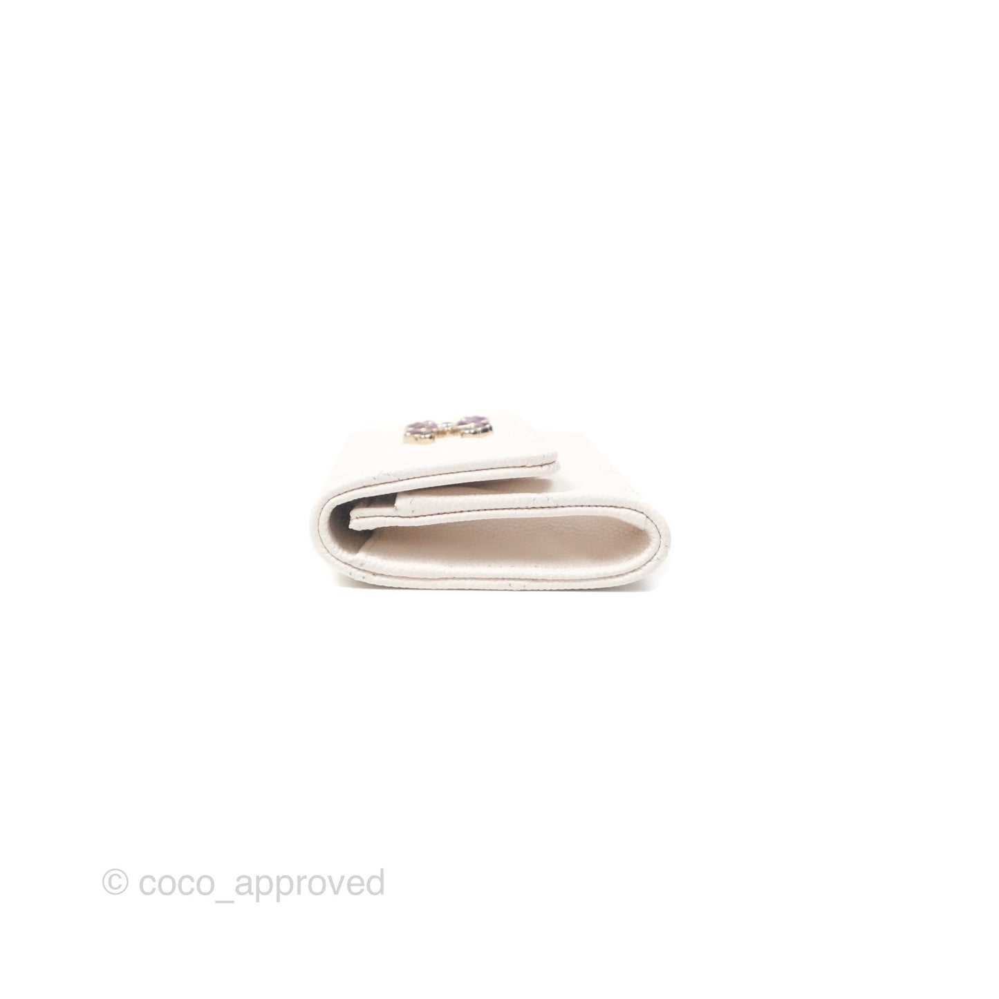 Chanel CC Resin Stone Flap Card Holder White Caviar