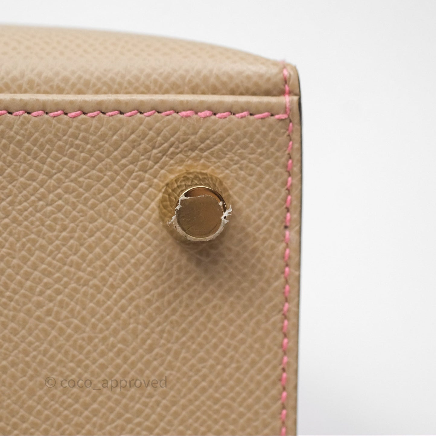 Hermès Kelly 25 Sellier Begie/Pink Epsom Gold Hardware