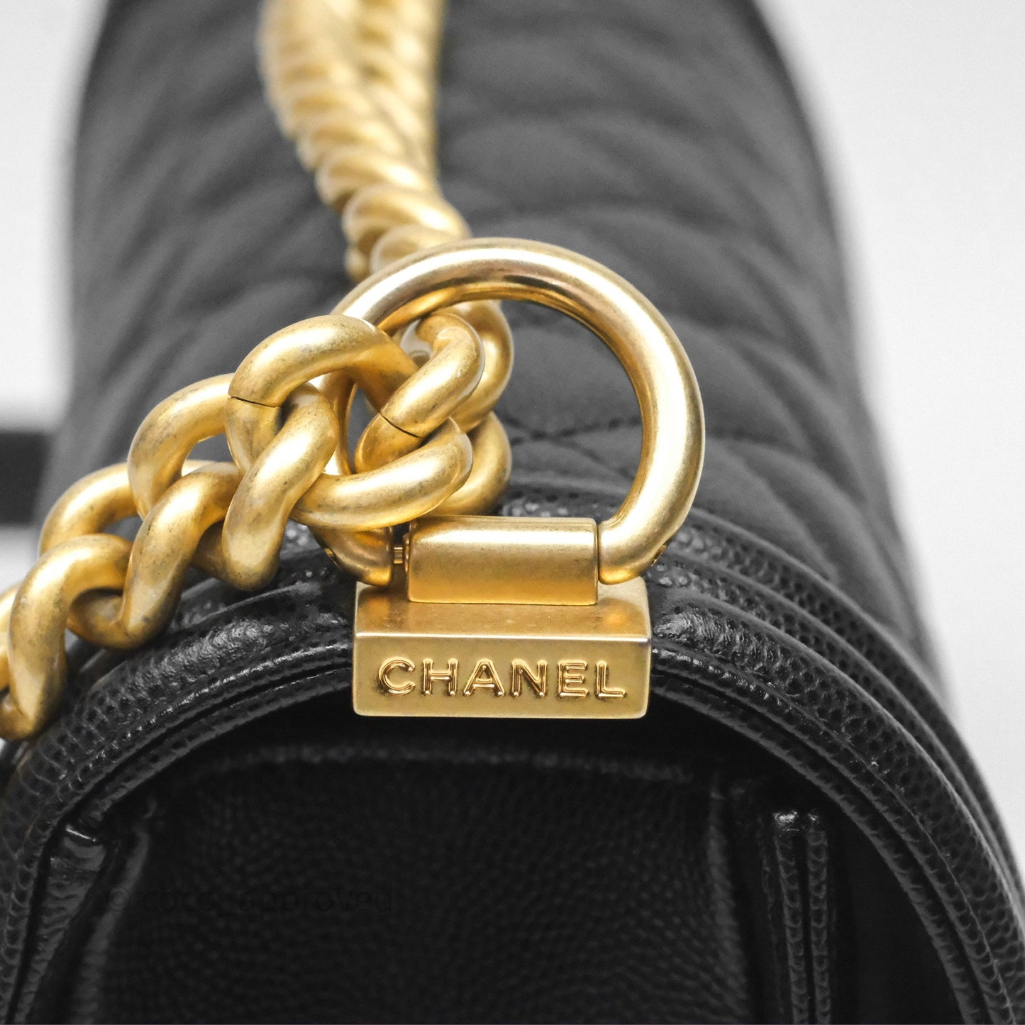 Chanel Quilted Medium Boy Black Caviar Aged Gold Hardware