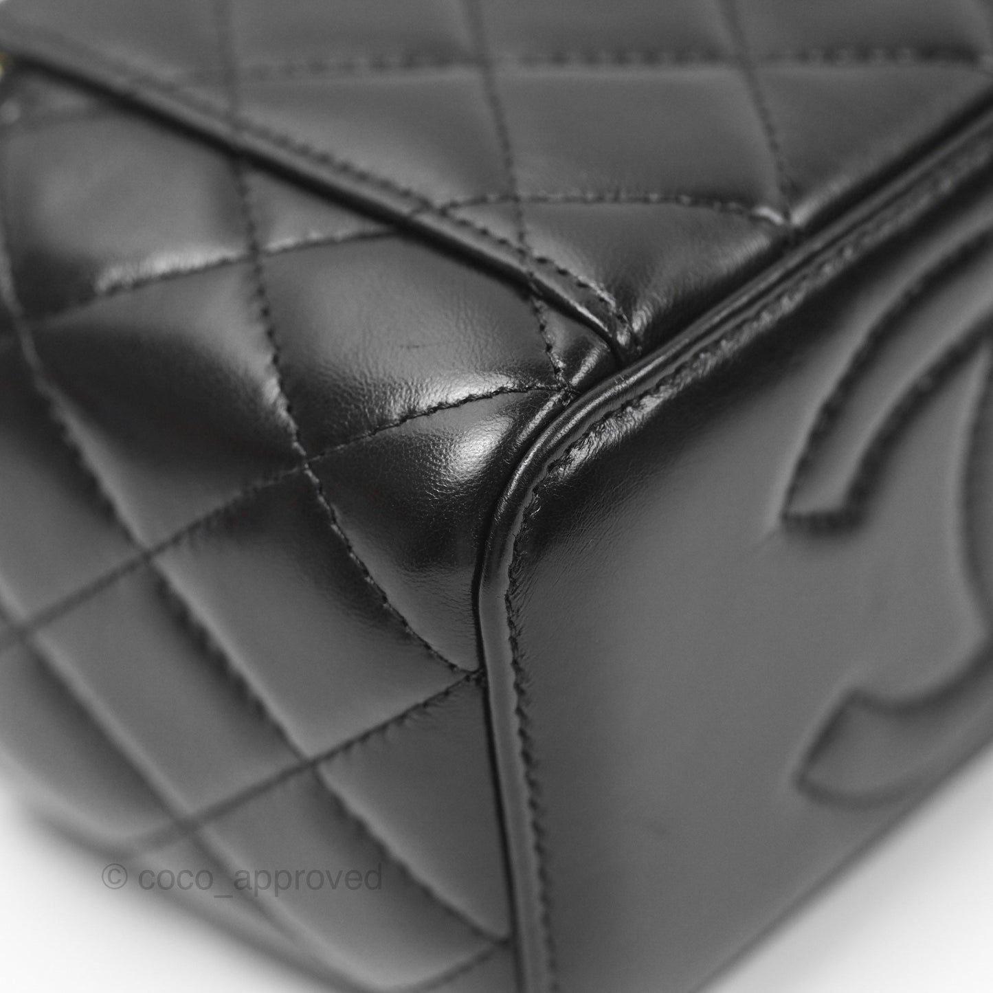 Chanel Vanity with Adjustable Chain Black Lambskin Aged Gold Hardware
