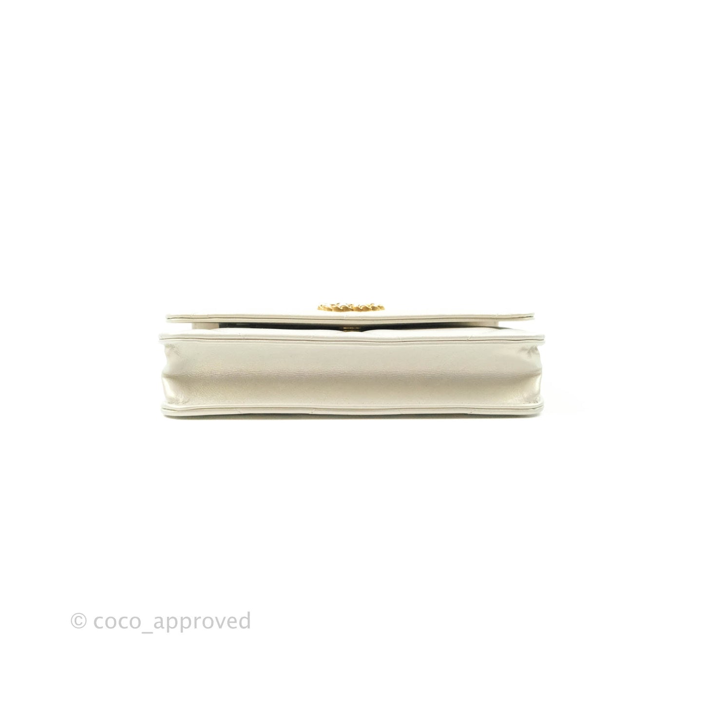 Chanel 19 Quilted Wallet on Chain WOC Iridescent White Mixed Hardware