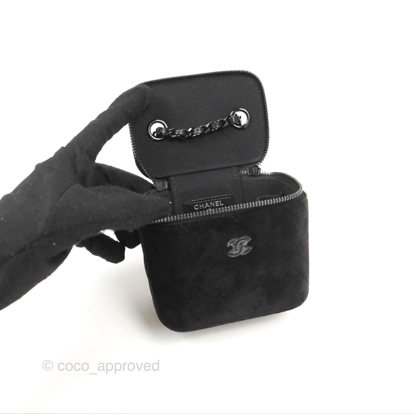 Chanel Mini Vanity with Classic Chain Black Velvet Black Hardware
